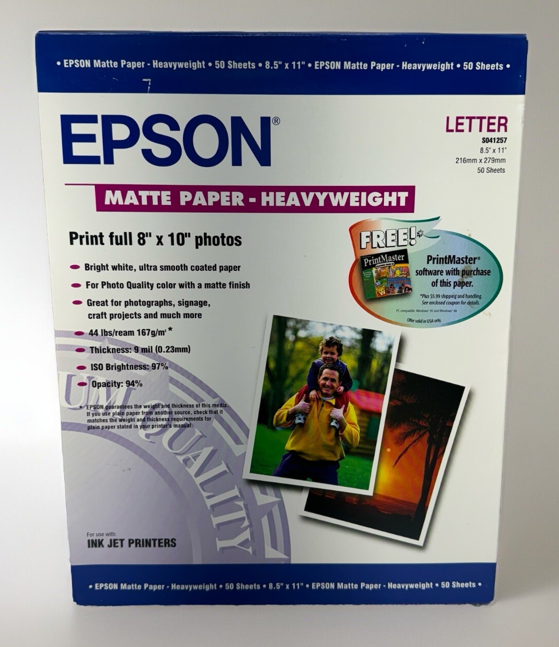 Epson  Matte Paper Heavyweight Letter 8.5" X 11" 50 Sheets Photo Paper BN 12