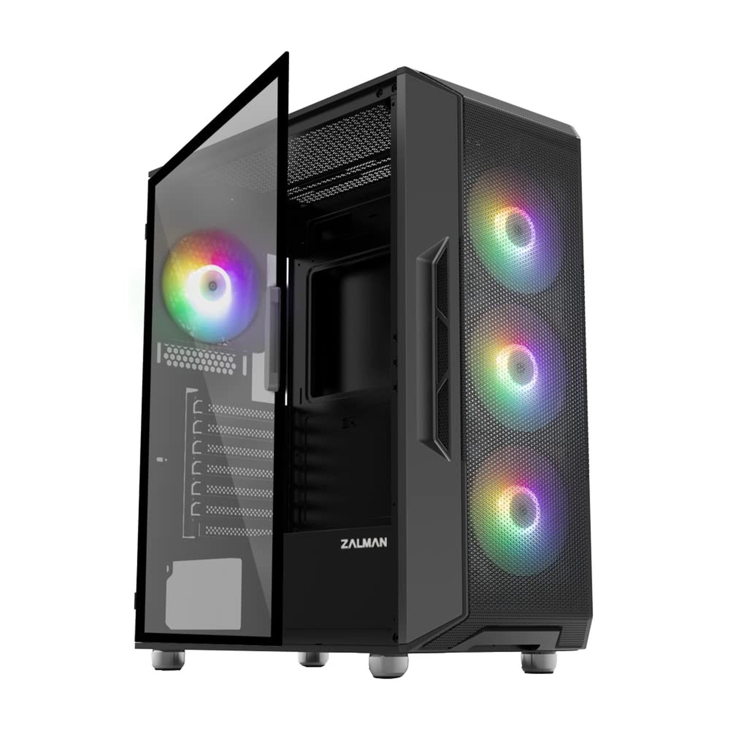 Zalman i3 NEO ATX Mid Tower PC Case, 4 x Fixed RGB Fans Pre-Installed for Hig...