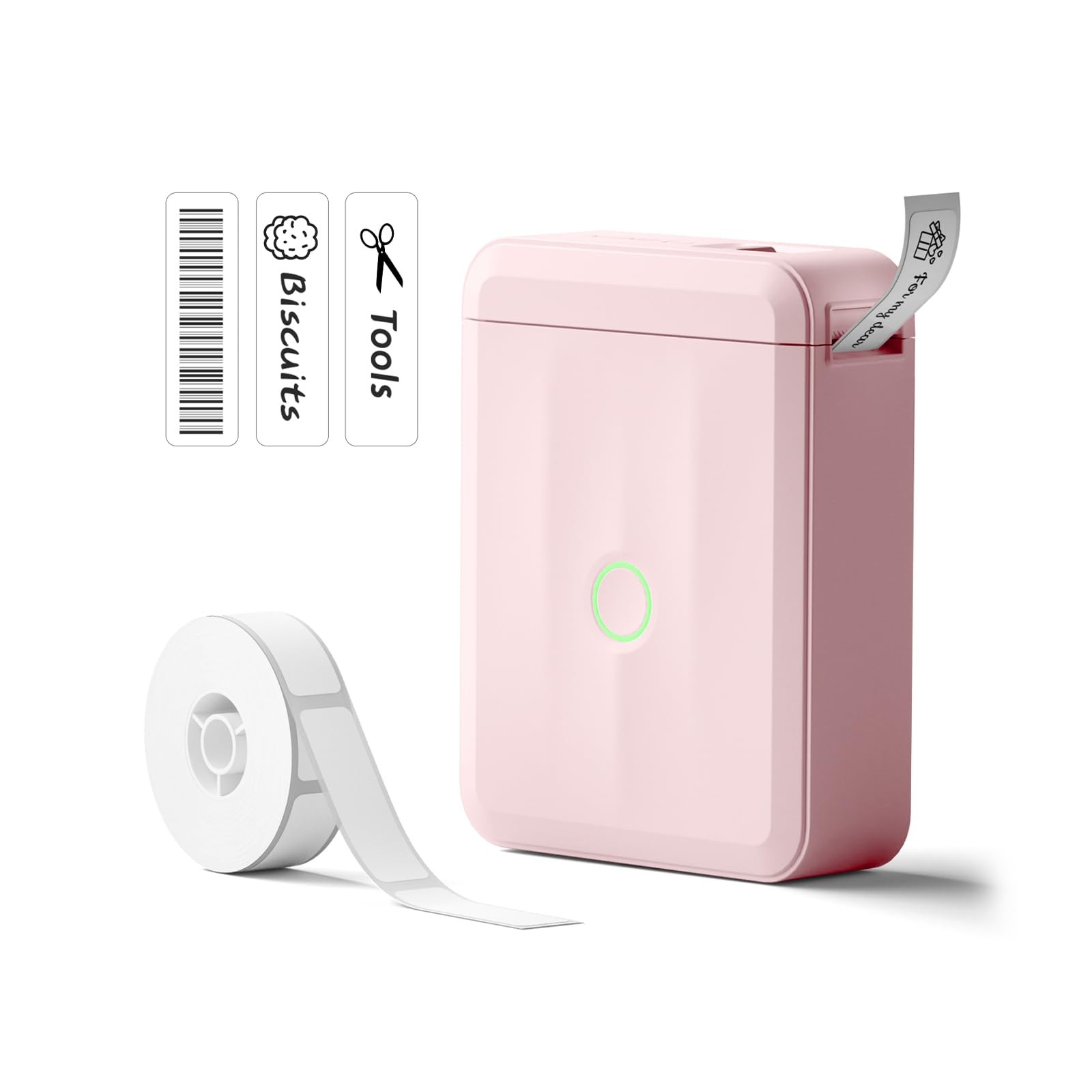 Pink D110 Upgraded Bluetooth Label Maker Machine With 1 Tape Thermal Printer