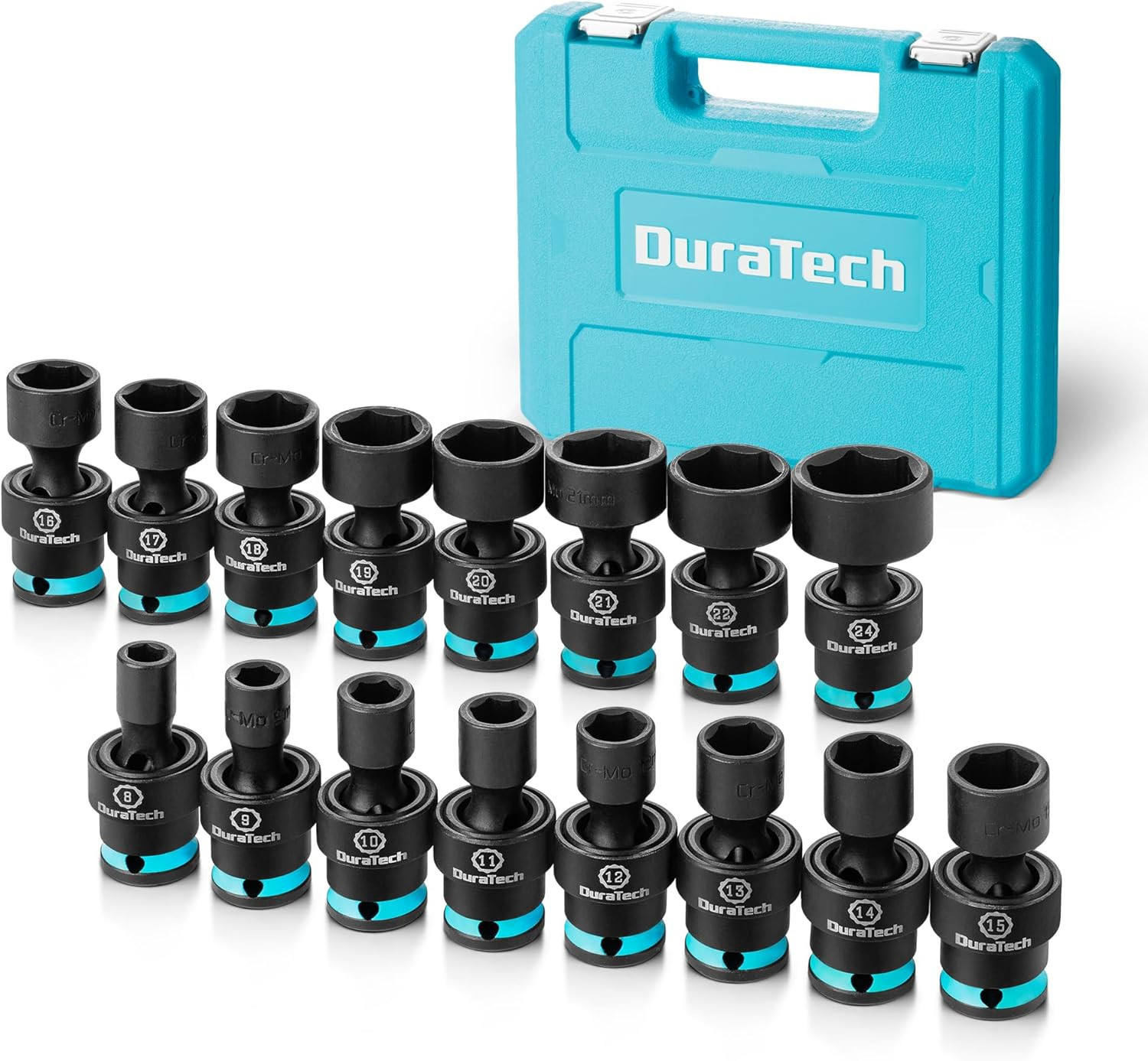3/8" Drive Impact Swivel Socket Set, 16 Pieces Shallow Universal Impact Socket S
