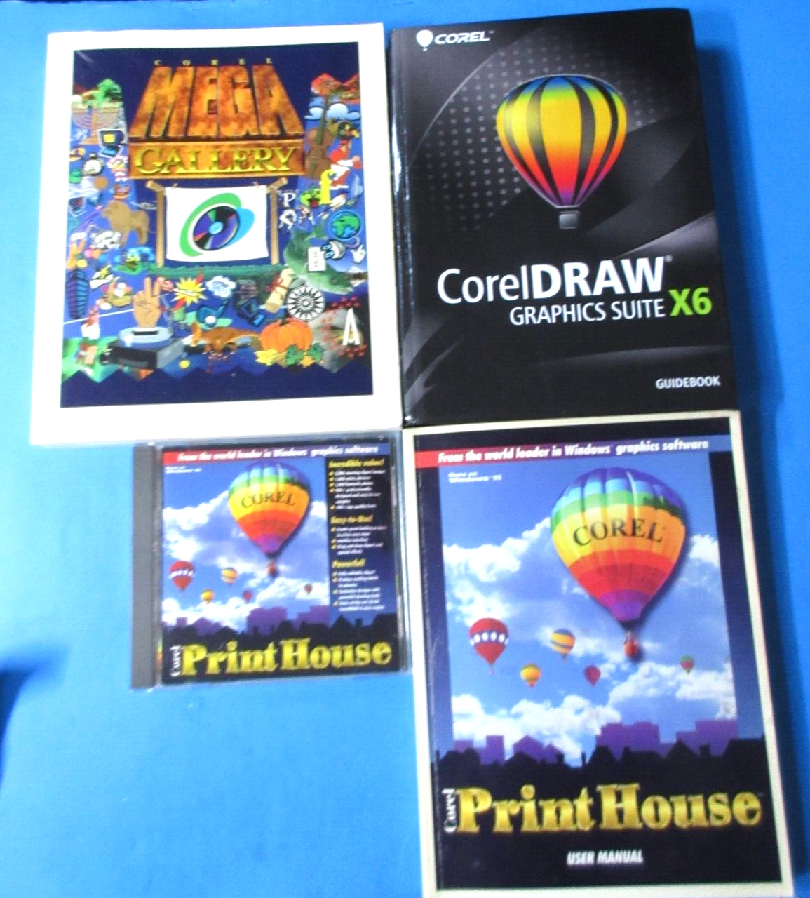 Corel Mega Gallery 1996 -PB No CD + Corel Graphic Suite X6 + Print House+Manual