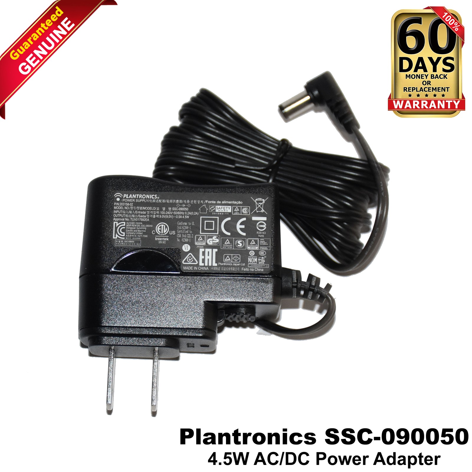 Plantronics SSC-090050 9V 500mA 4.5W AC/DC Power Adapter 8L5A2AA 203158-01