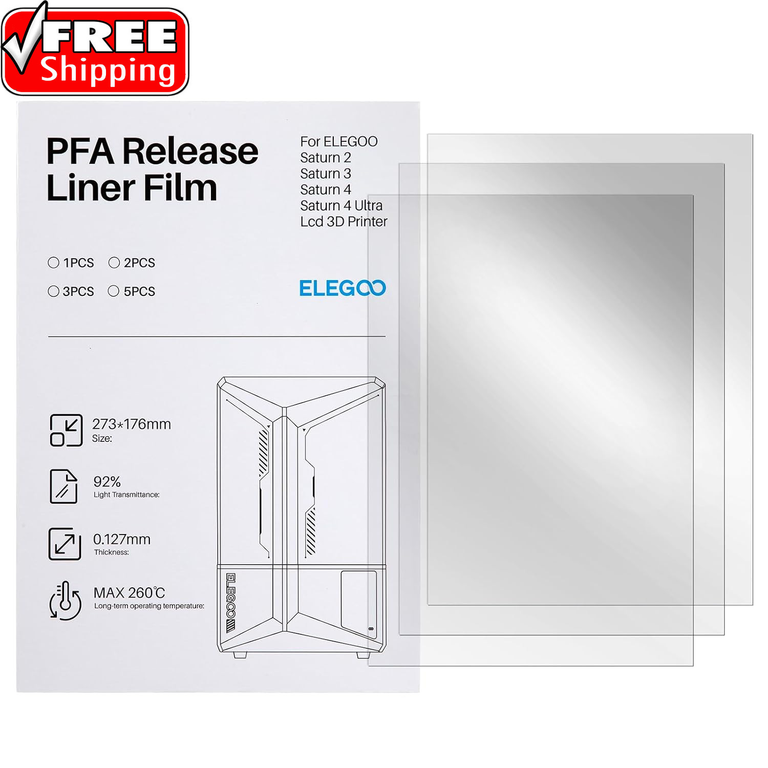 ELEGOO PFA Release Liner Film 3PCS for Saturn 4 Ultra 16K/Saturn 8K/ Saturn 2/ S