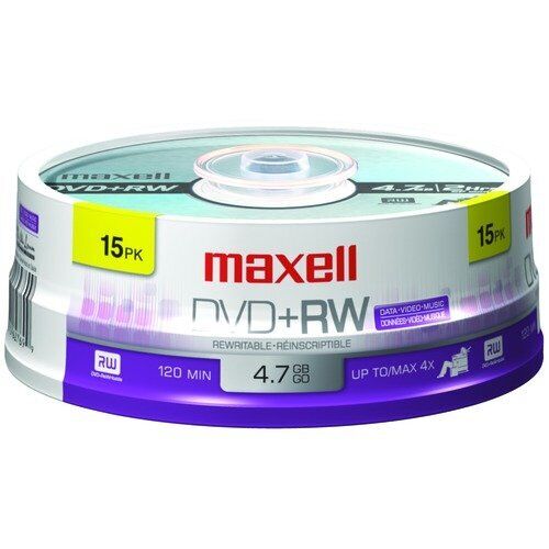 Maxell 4x Dvd+rw Media - 4.7gb - 15 Pack (634046)