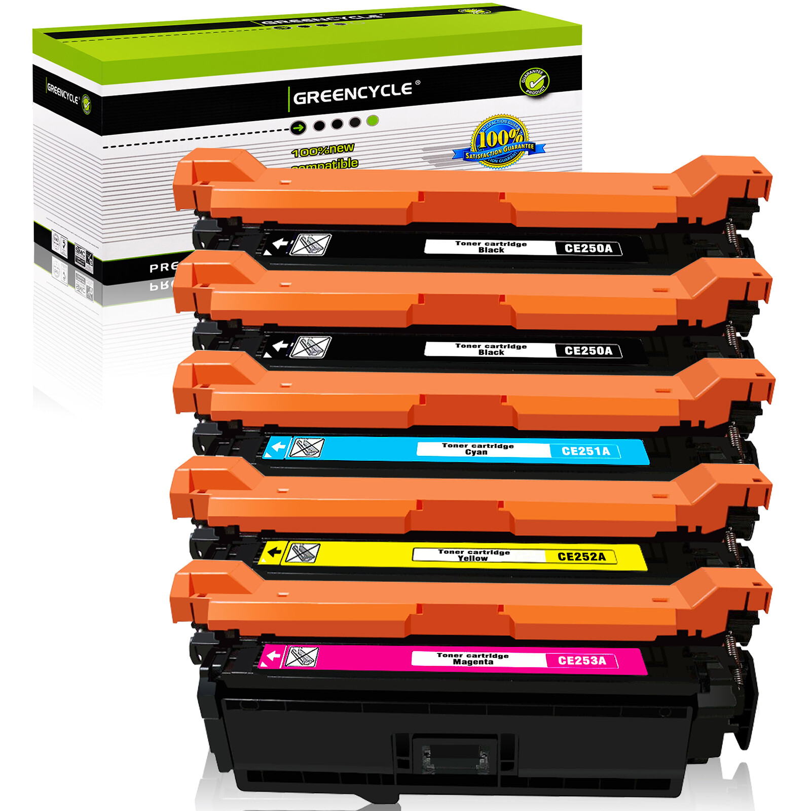 5PK CE250A BCMY Toner Fit for HP 504A Color LaserJet CP3525 3525n 3525dn CP3525x