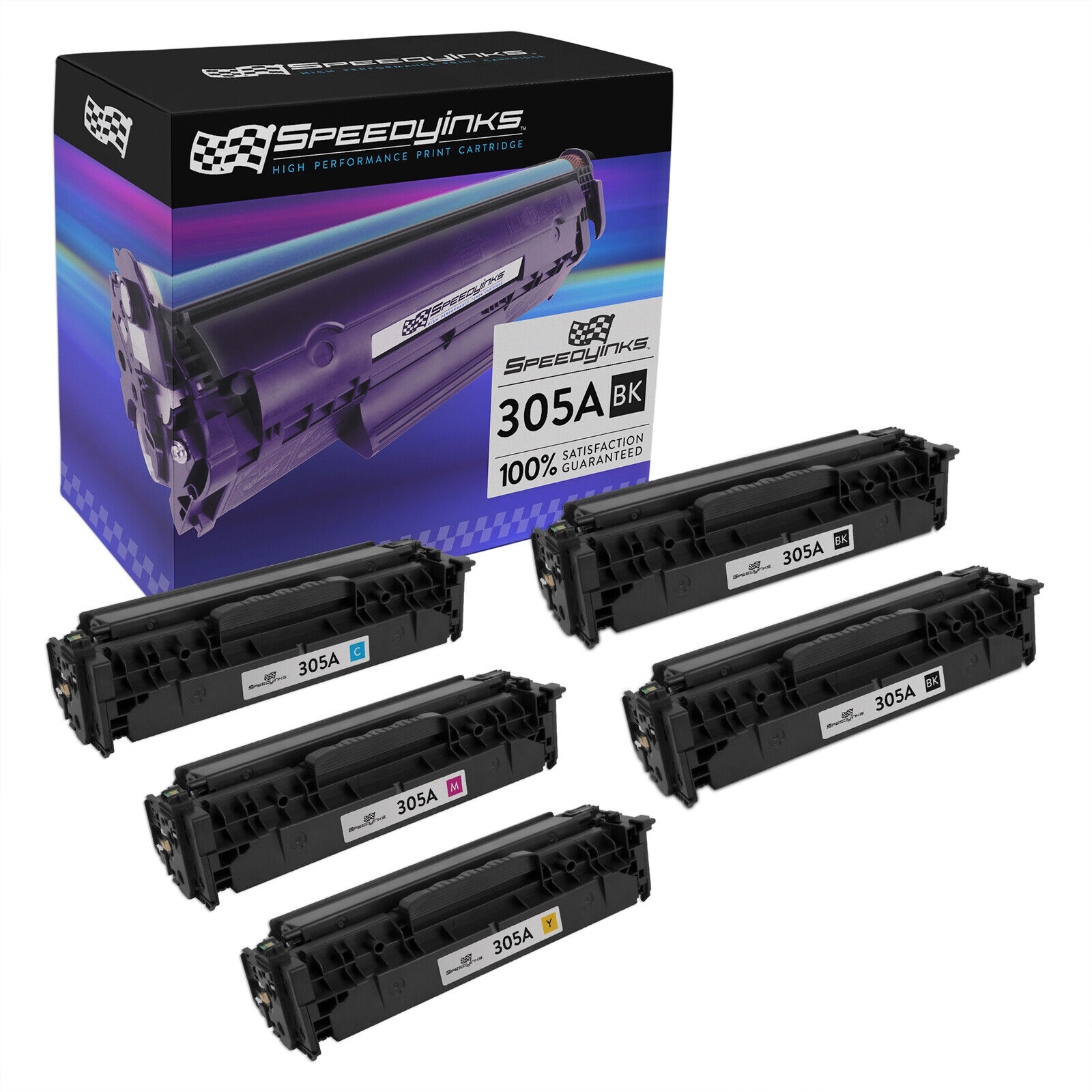 5PK Reman Toner Cartridge for HP 305A LaserJet Pro 300 Color MFP M375nw Black