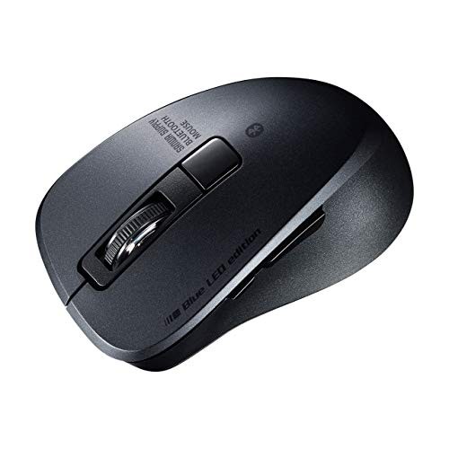 Sanwa Supply Bluetooth 5.0 Mouse Silent Blue LED 5 Buttons Black MA-BTBL155BK