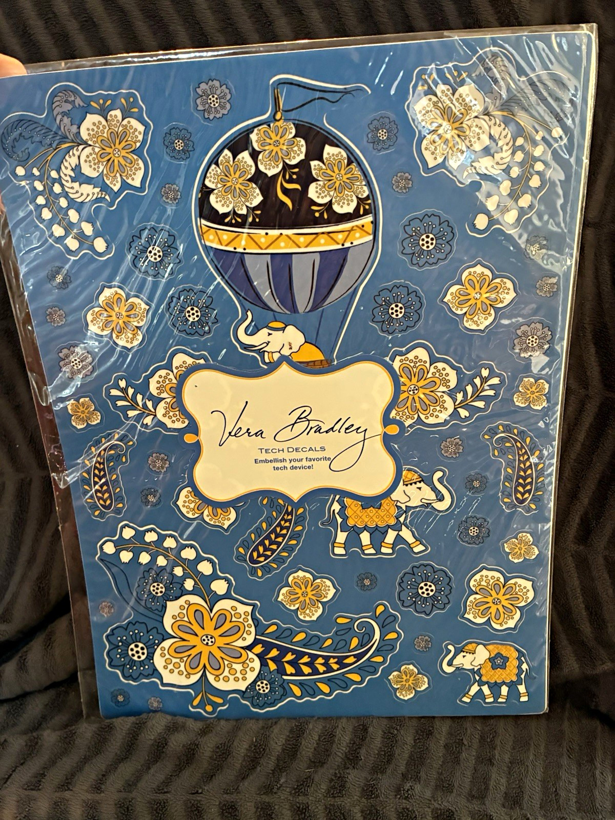 Retired Ellie Blue Vera Bradley Tech Decals Sticker Set 13in Blue/Yellow/White
