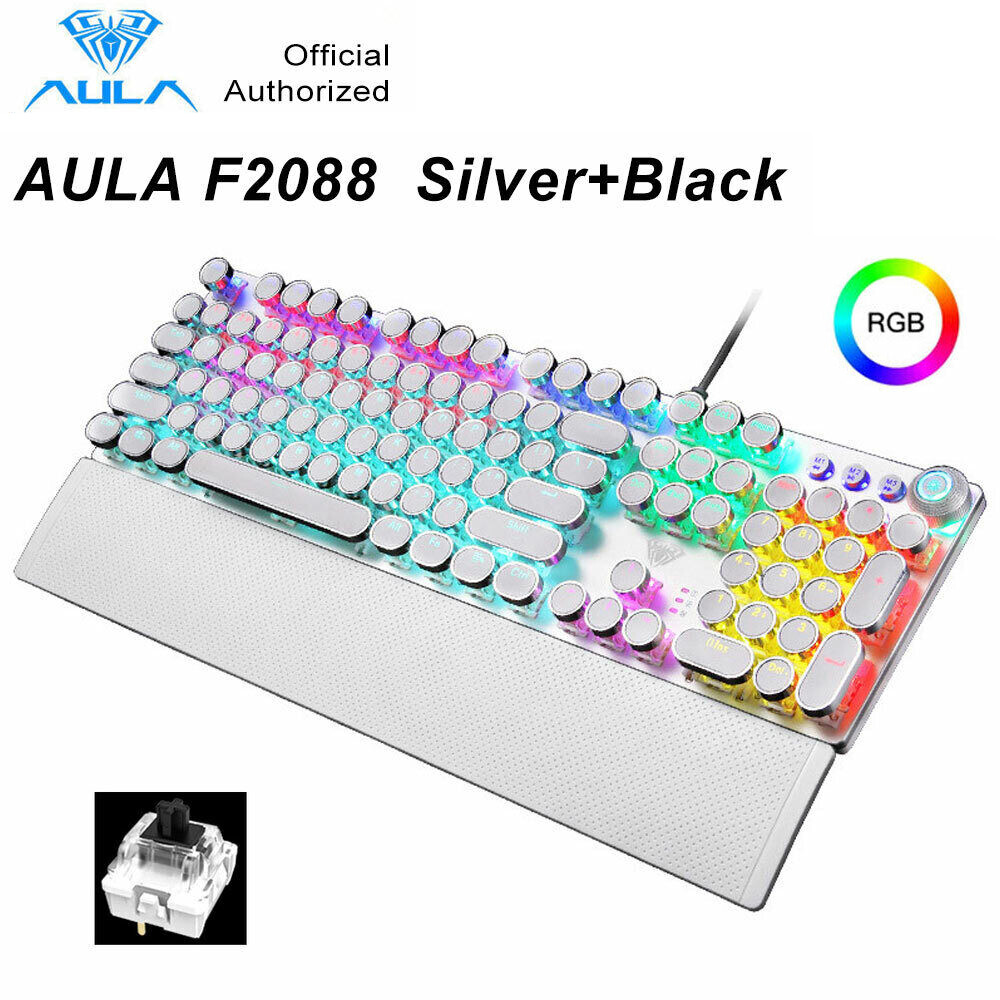 AUAL F2088 Mechanical Keyboard 108 Keys Black Switch USB Wired for Games/Office