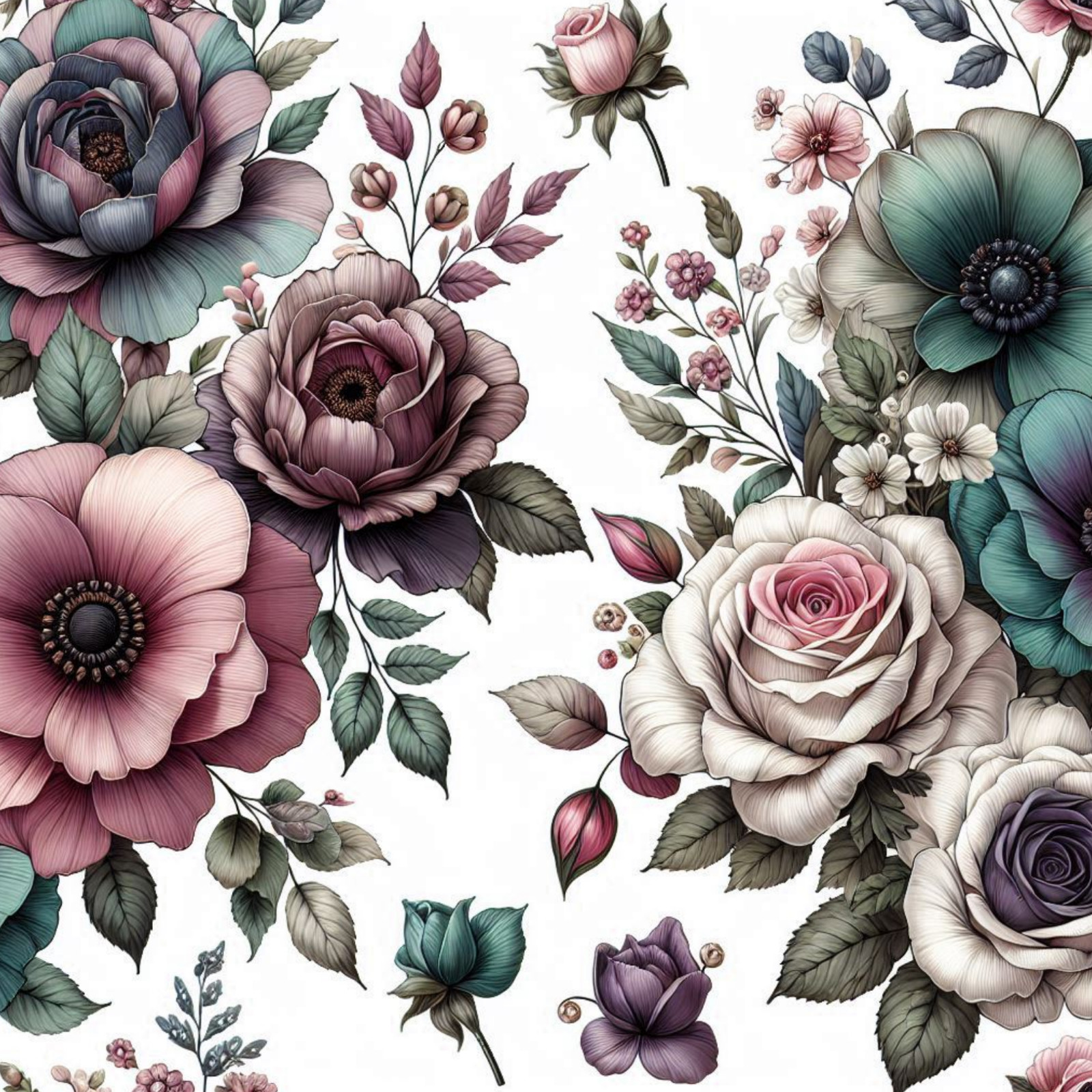 Roses Flowers Floral Art Mouse Pad Mousepad Art Painting Print Gardens
