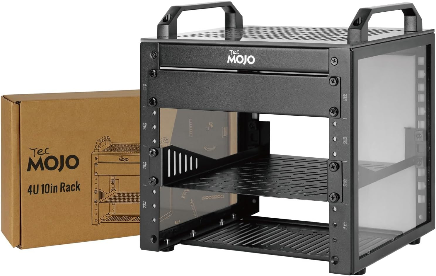 4U Network Rack, 10 Inch Mini Server Rack with 2 Side Translucent Panels & 2 Top