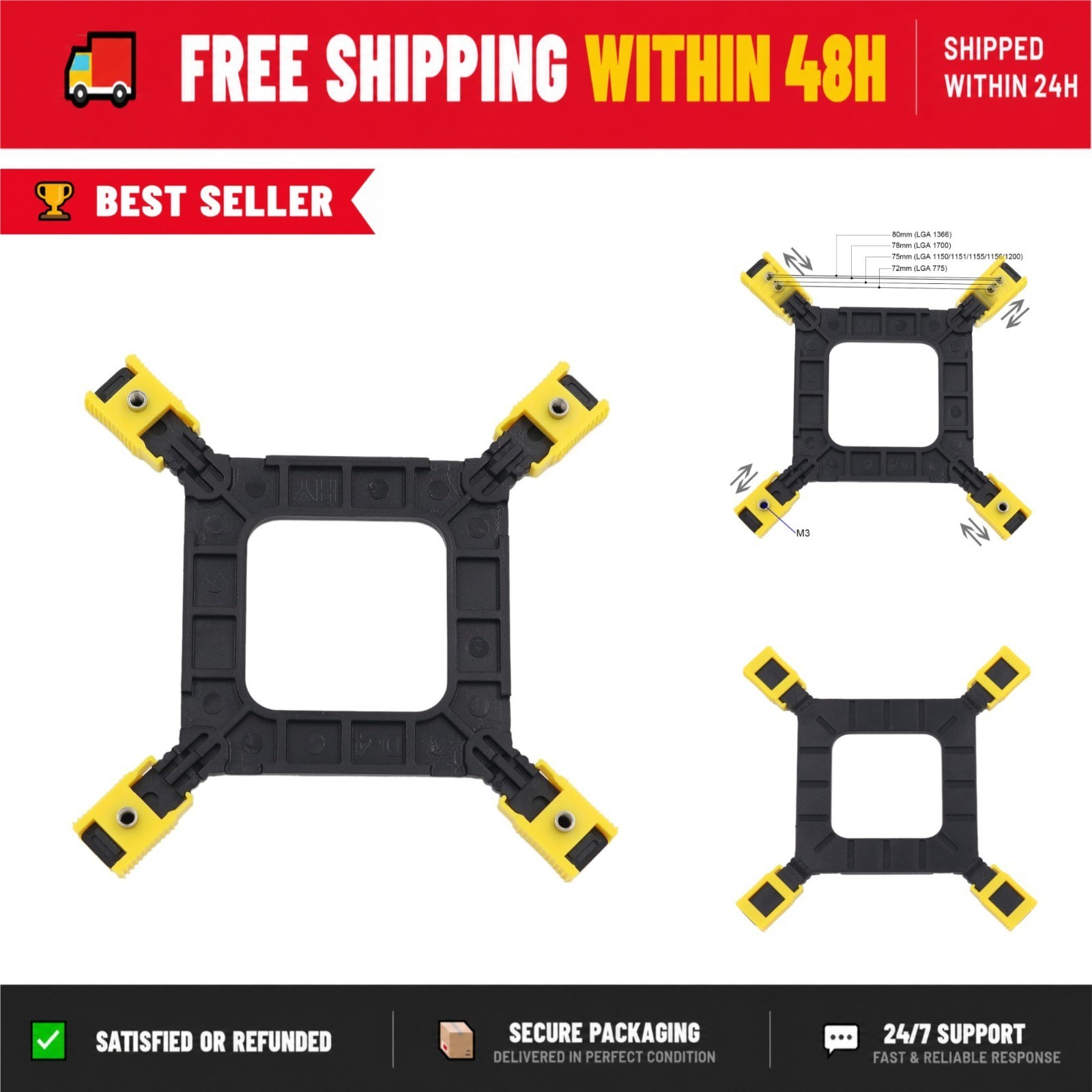 GENNEL Adjustable Backplate for Intel LGA 775/1150/1151/1155/1156/1200/1366/1700