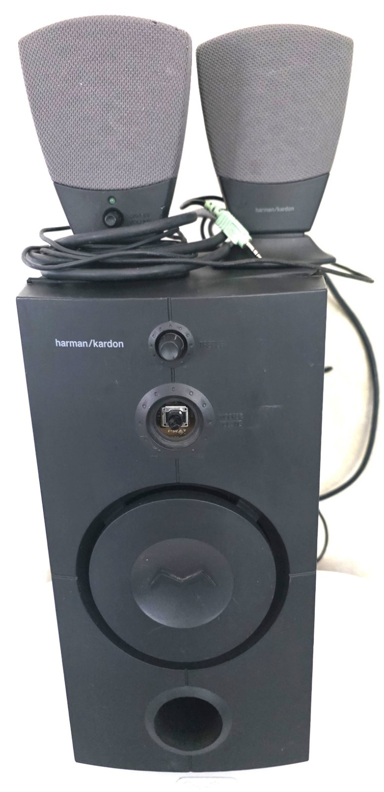 Harmon Kardon HK395 PC Speaker Set Powered Subwoofer and 2 Speakers (tested).