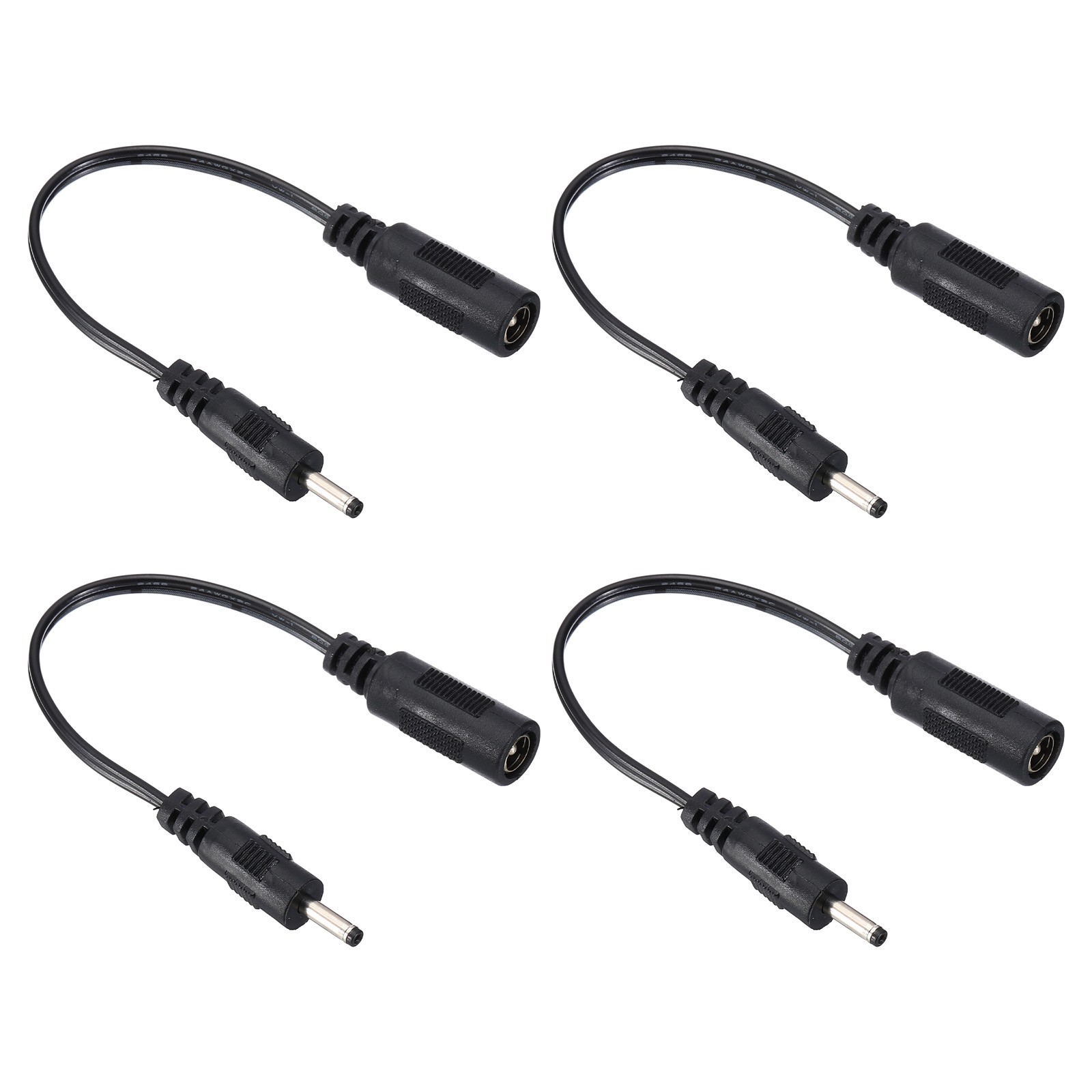 0.6Ft 5.5x2.1mm Female to 3.0x1.1mm Male Power Cable 4 Pcs Wire Adapter Black