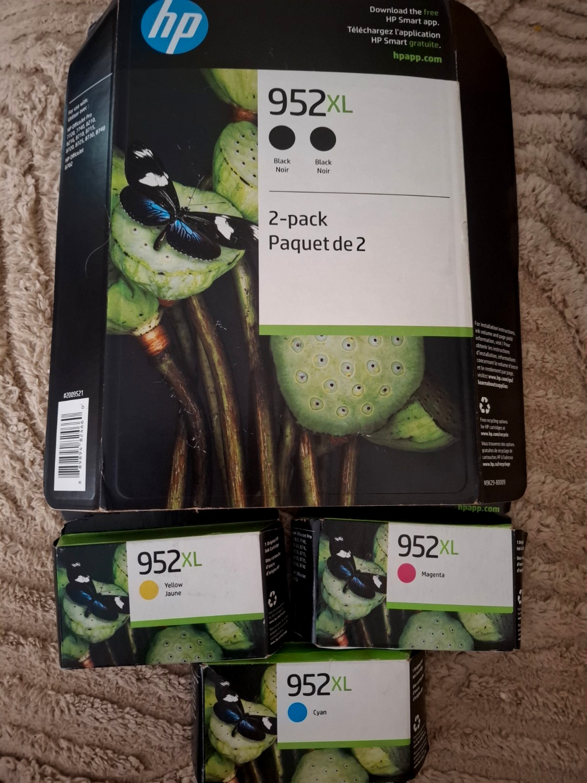 5 pk HP  952xl  Black twinpk  y.c.m  Ink Cartridges fast Ship 2025/6