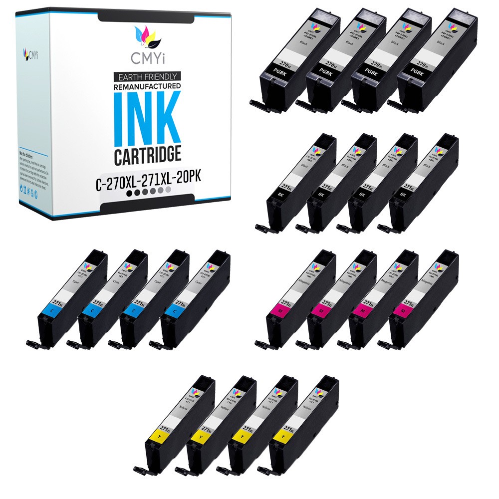 CMYi 20-Pack PGI-270 XL CLI-271 XL Ink Cartridges for Canon PIXMA MG5721 MG5722 