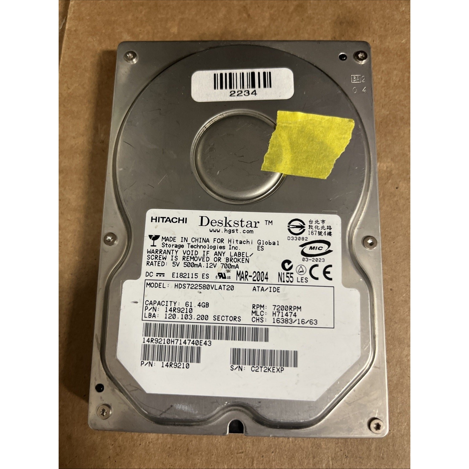 Hitachi Deskstar 7K250 61.4GB IDE 3.5" Hard Drive ~ Fully Tested