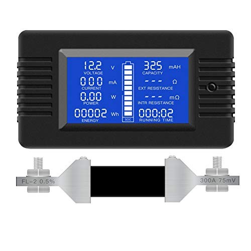 DC 0-200V 0-300A Battery Monitor Meter with DC 300A Battery Meter（300A Shunt）