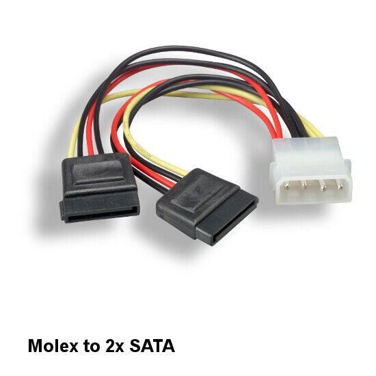KNTK 6 inch Molex LP4 to 2xSATA Cable for PC HDD Motherboard Internal Power Cord