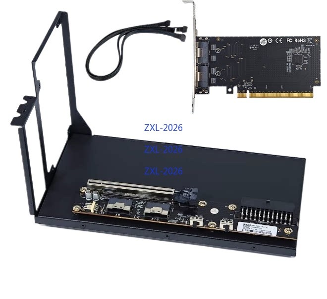 PCIE 4.0X16 graphics card docking station external PCIE X16 to 2 port SlimSAS