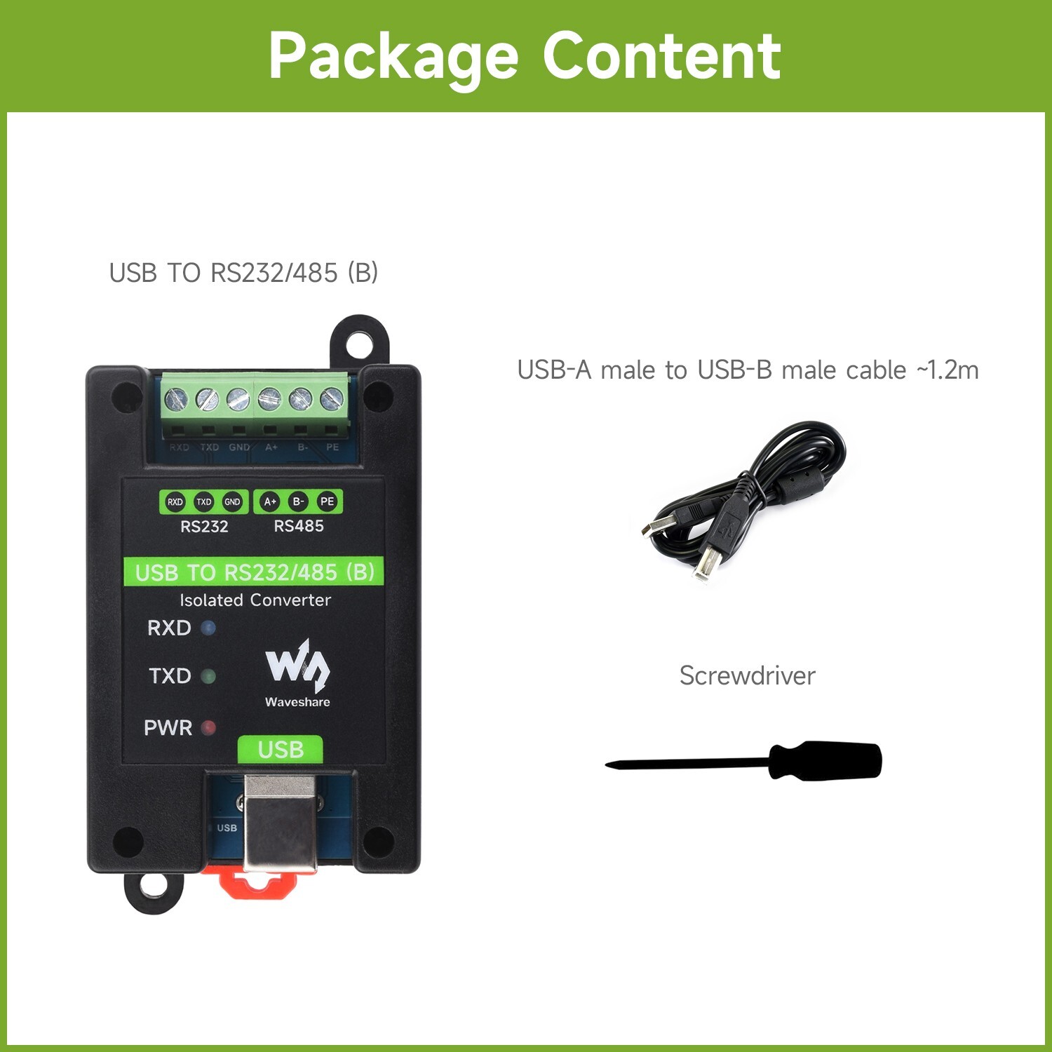 Waveshare USB to RS232/485 Industrial Grade Isolated Converter Original FT232RNL