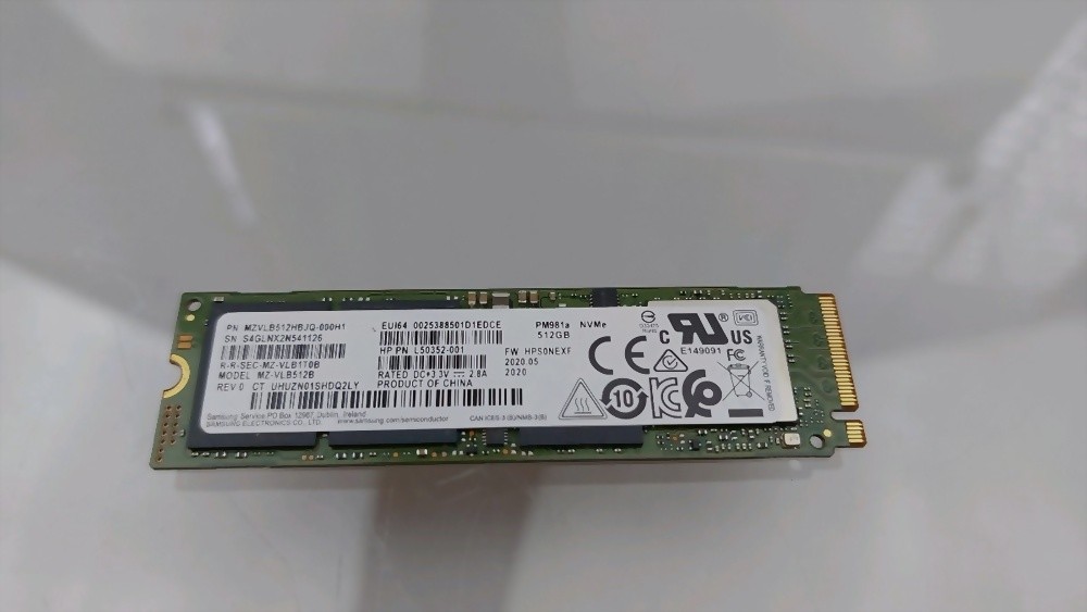 512GB HP L50352-001 NVMe SSD M.2 2280 PCIe 3.0 x4, MZVLB512HBJQ-000H1 Storage