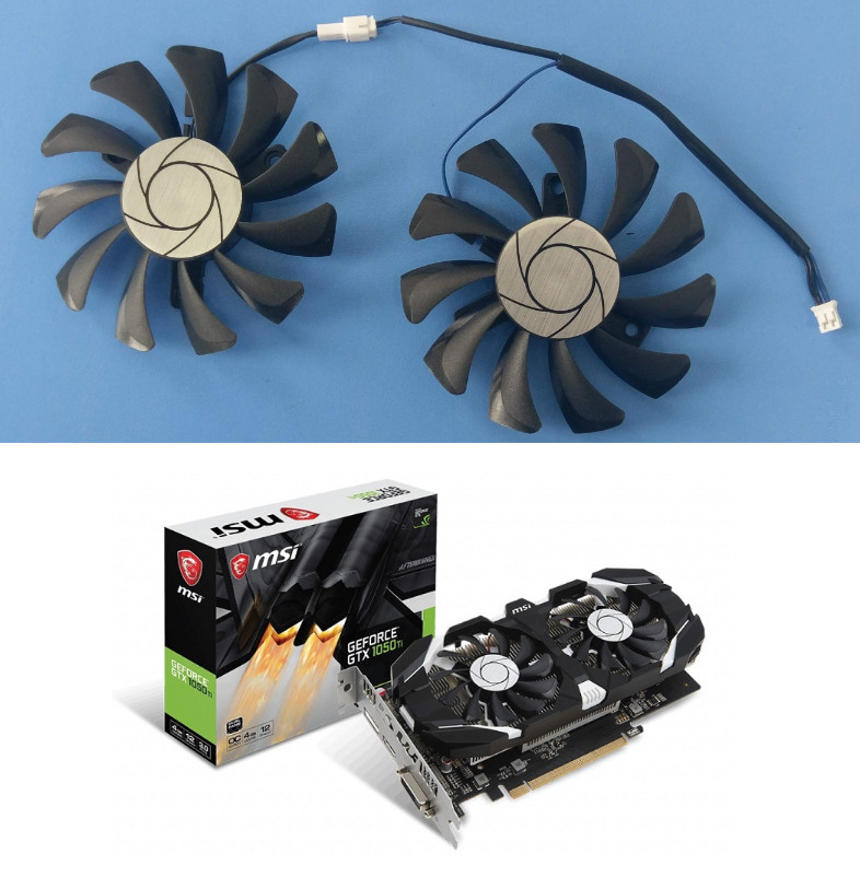 Pair Fans  For MSI GTX 1050 Ti 2GT 1050TI 4GT OC HA8010H12F-Z New 75mm 2pin