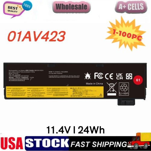 ✅LOT 1-100x 01AV423 Battery For Lenovo Thinkpad T470 T480 T570 T580 P51s 24wh