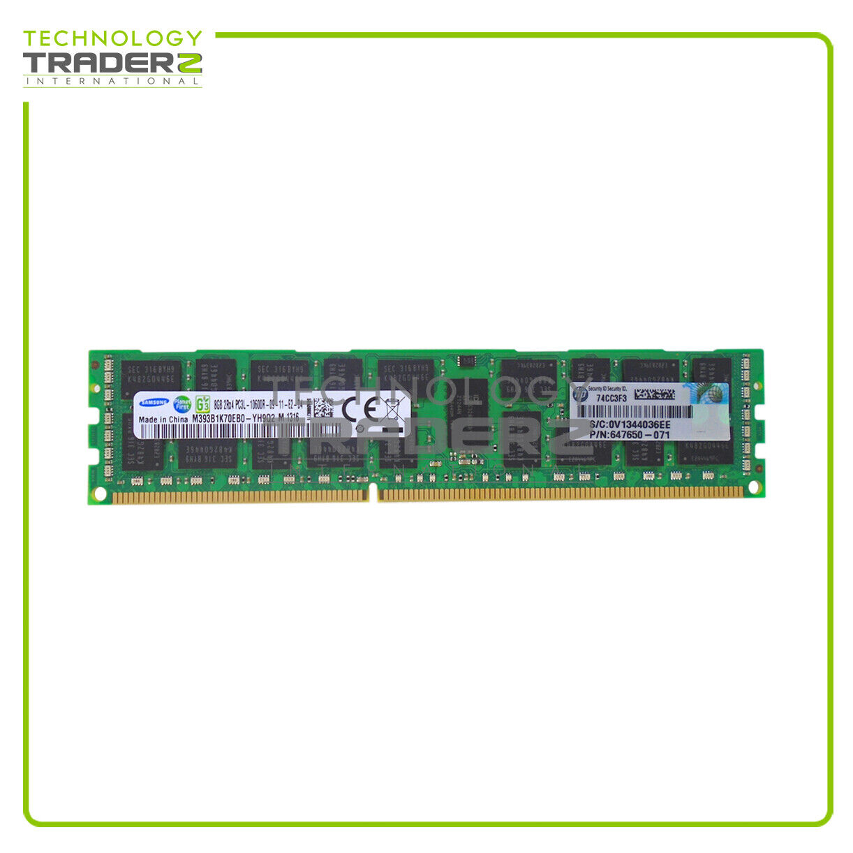 647897-B21 HP 8GB PC3-10600 DDR3-1333MHz ECC 2Rx4 Memory 647650-071
