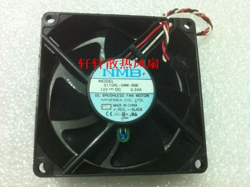 Nmb 3110Kl 04W B66 Dc12V 0.34A 80X25Mm 3 Wire Dual Ball Bearing Cooling Fan