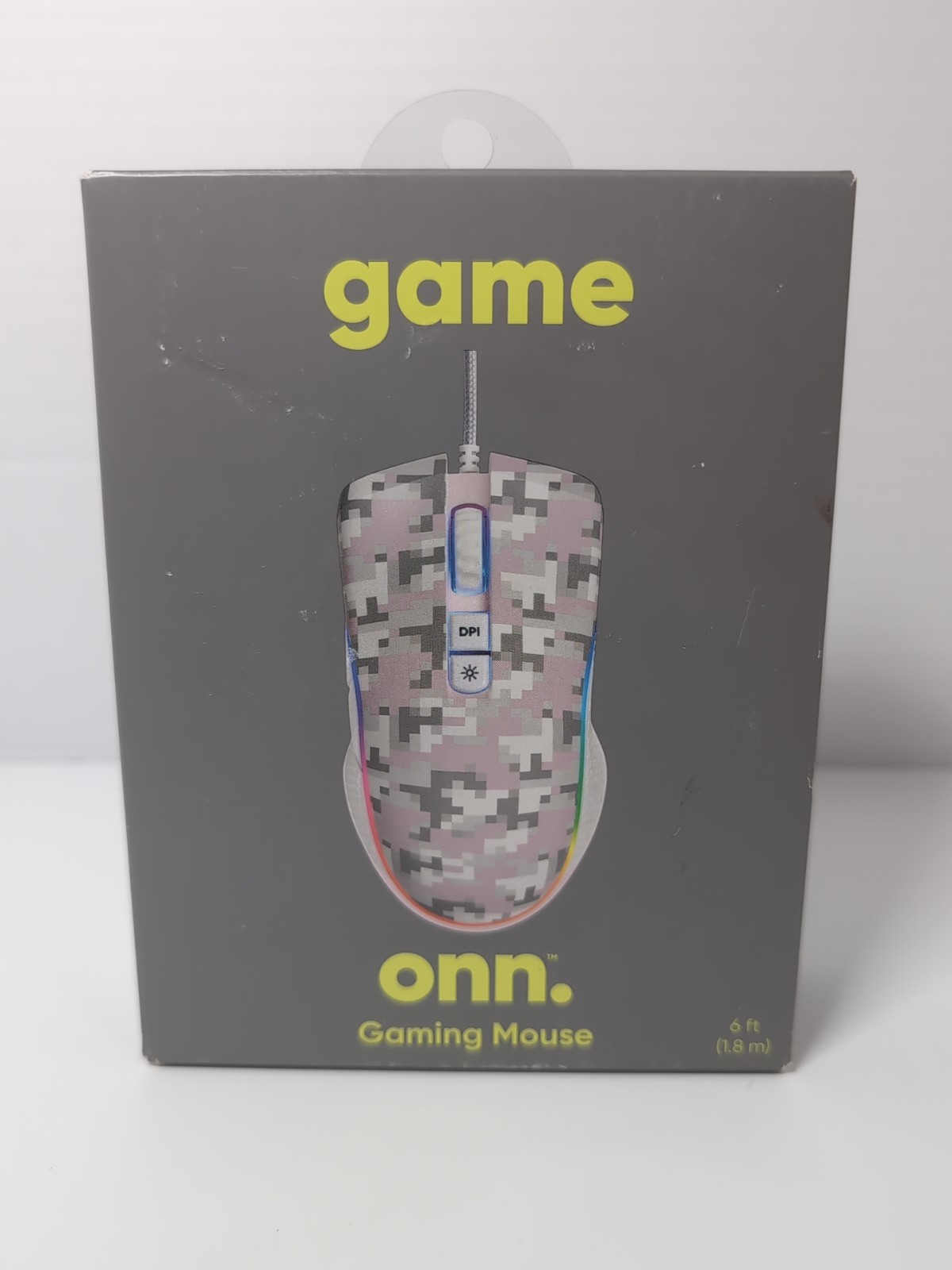 Onn 6ft Wired Gaming Mouse 7 LED Adjustable Lights DPI Adjustable Camo Pink New