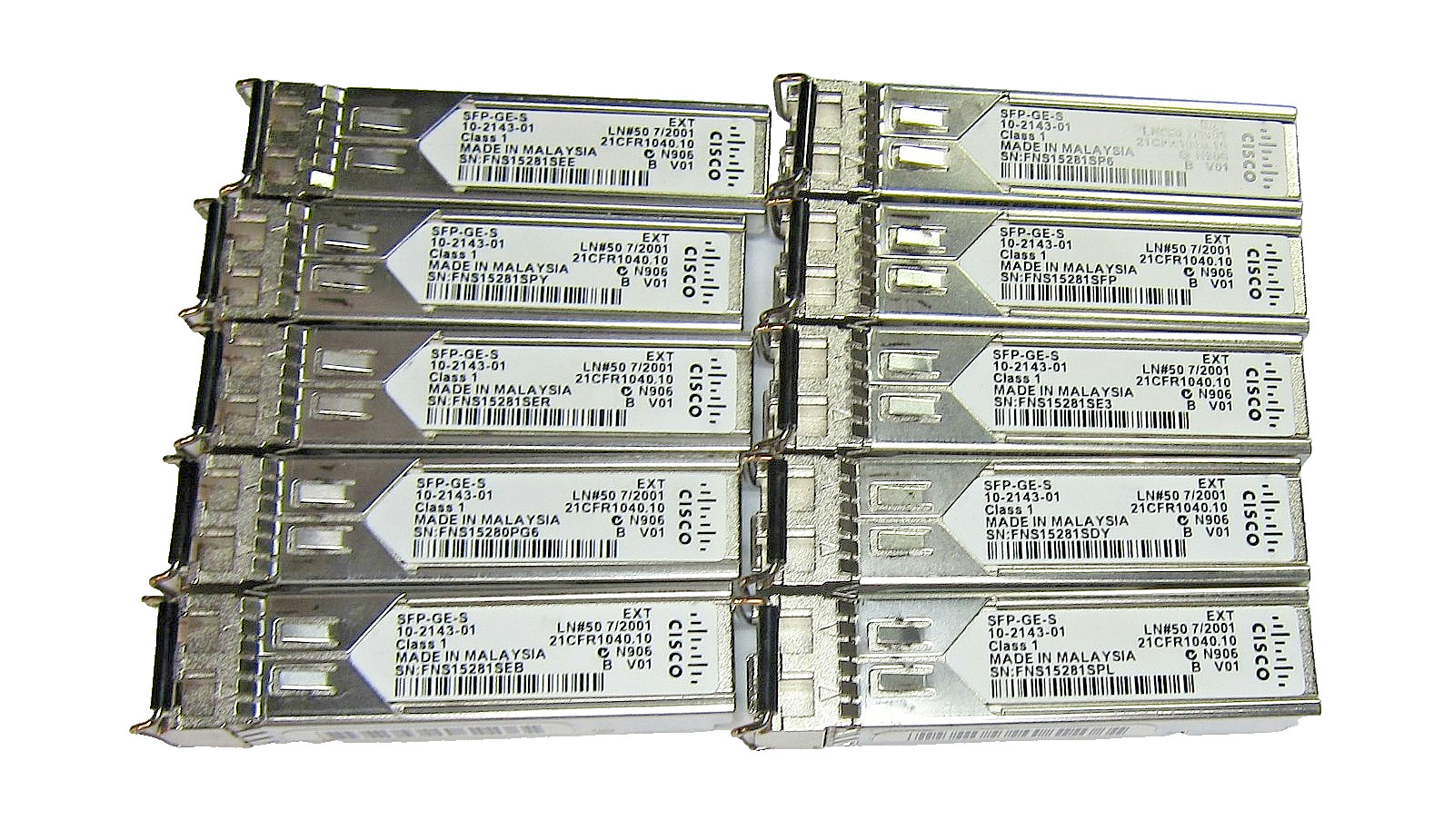 Lot of 10Pcs Genuine Cisco 10-2143-01 SFP Transceiver Modules SFP-GE-S