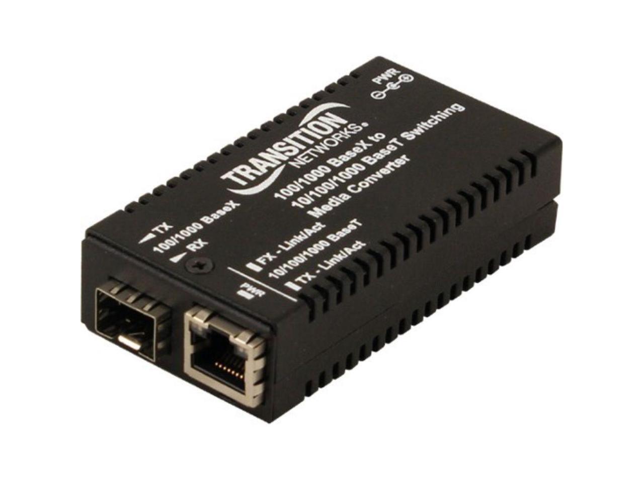 Transition Networks M/GE-PSW-SFP-01-NA Mini 10/100/1000 Bridging Media Converter