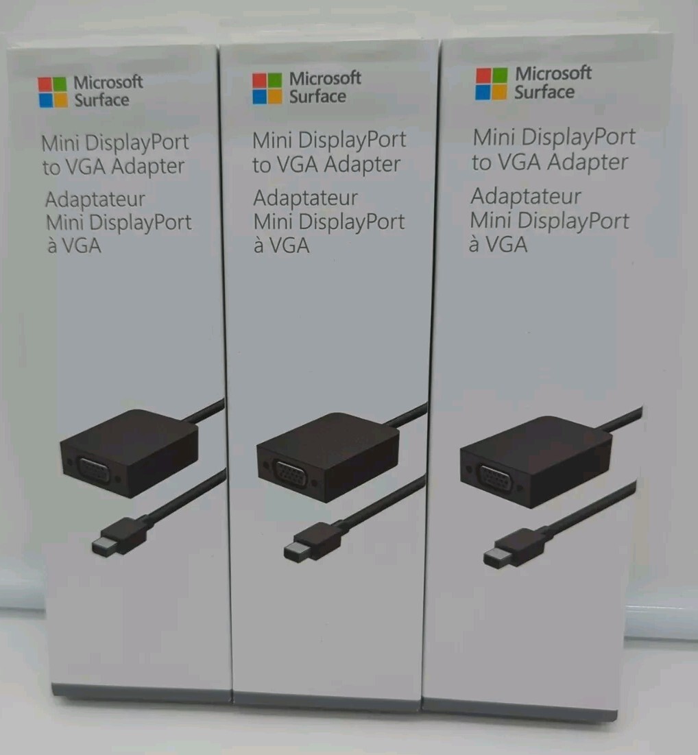 3 Pack Microsoft Surface Mini DisplayPort to VGA Adapter EJQ-00001 *NEW*