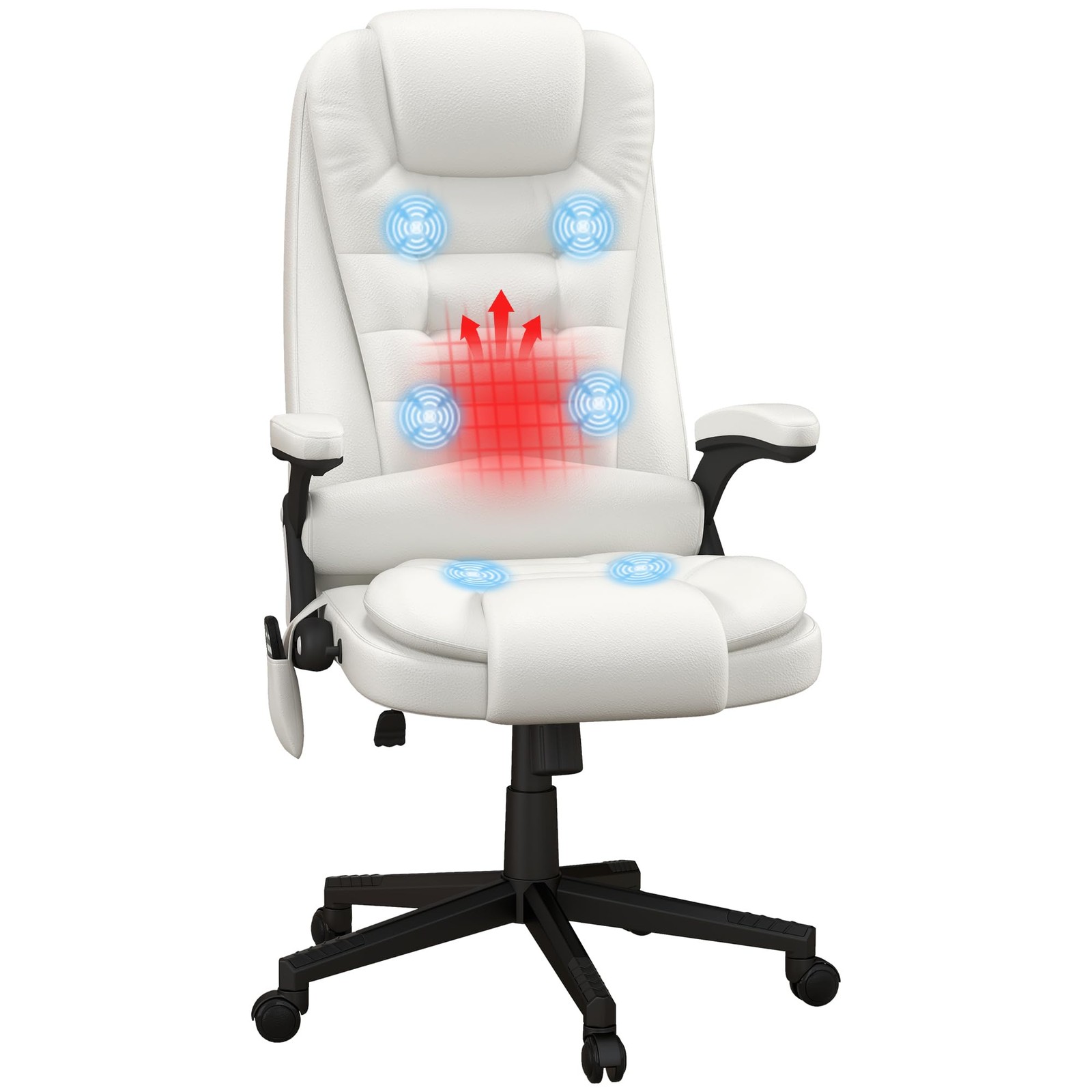Office Chair High Back Vibration Massage Heated Reclining White HOMCOM