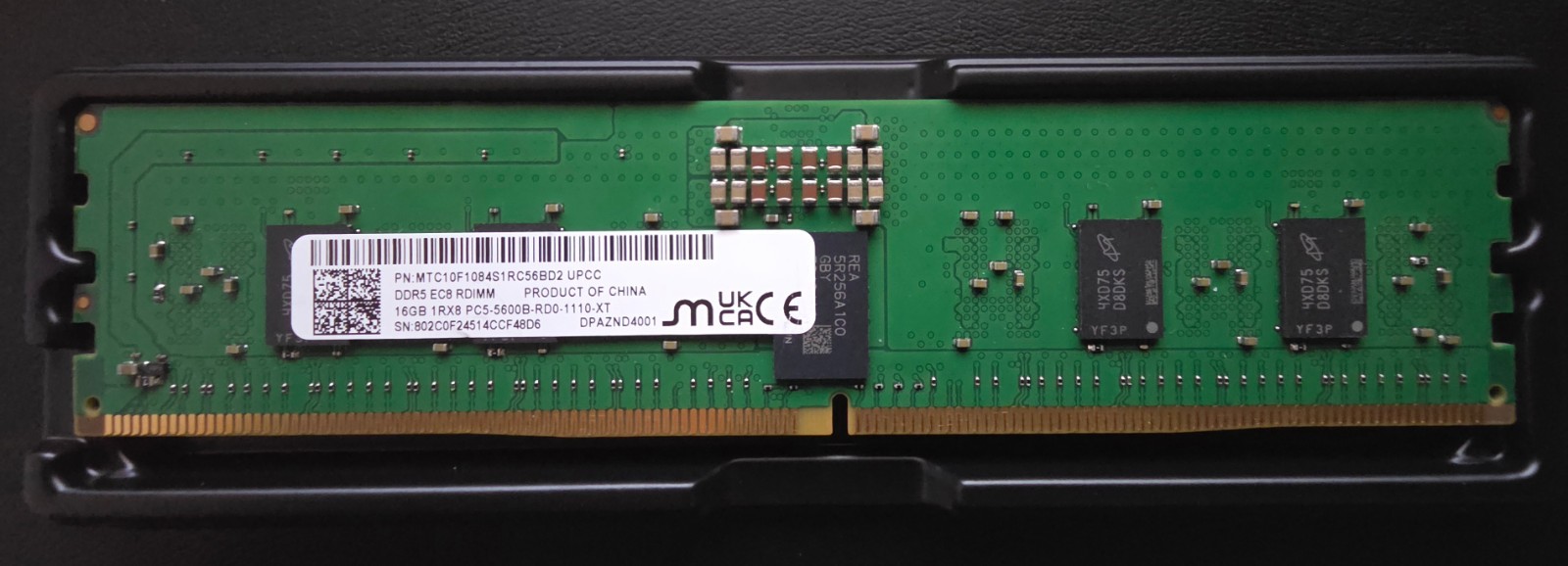Micron 16GB DDR5 PC5-44800R 1Rx8 RDIMM ECC MTC10F1084S1RC56BD2