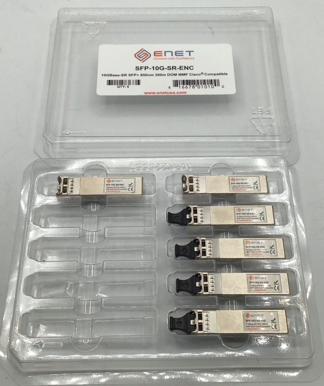 Lot of 6x ENET SFP-10G-SR-ENC 10G Base-LR SFP 850nm 300nm MMF Cisco Compatible