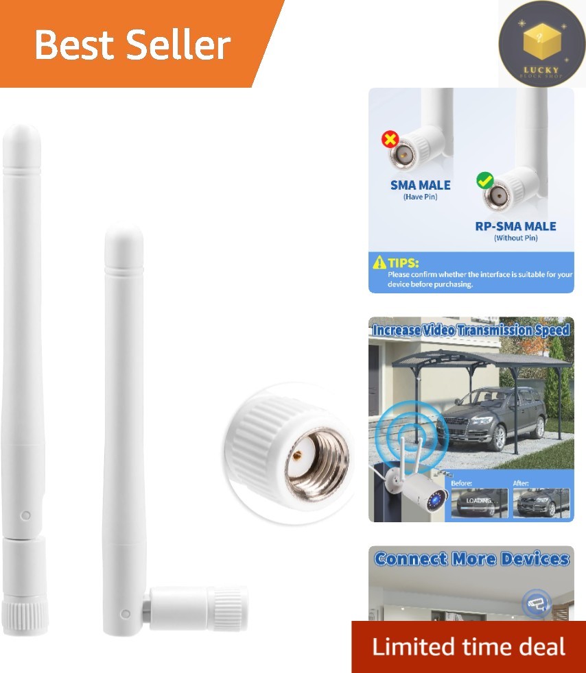 RP-SMA Dual Band WiFi Antenna 2-Pack 3dBi for Enhanced Connectivity