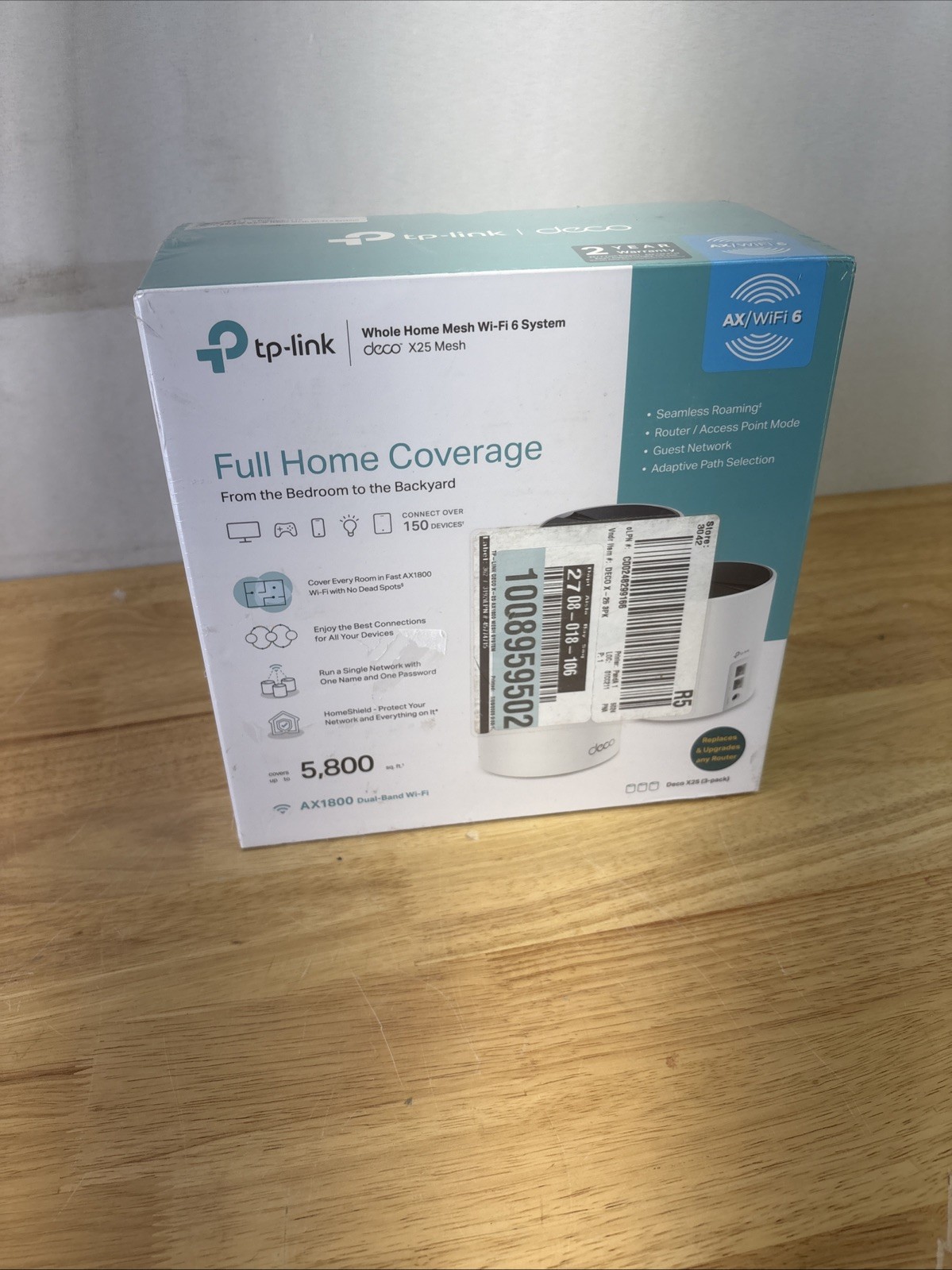 TP-Link Deco X25 AX1800 Wi-Fi 6 Mesh System 3-Pack Whole Home Coverage Sealed