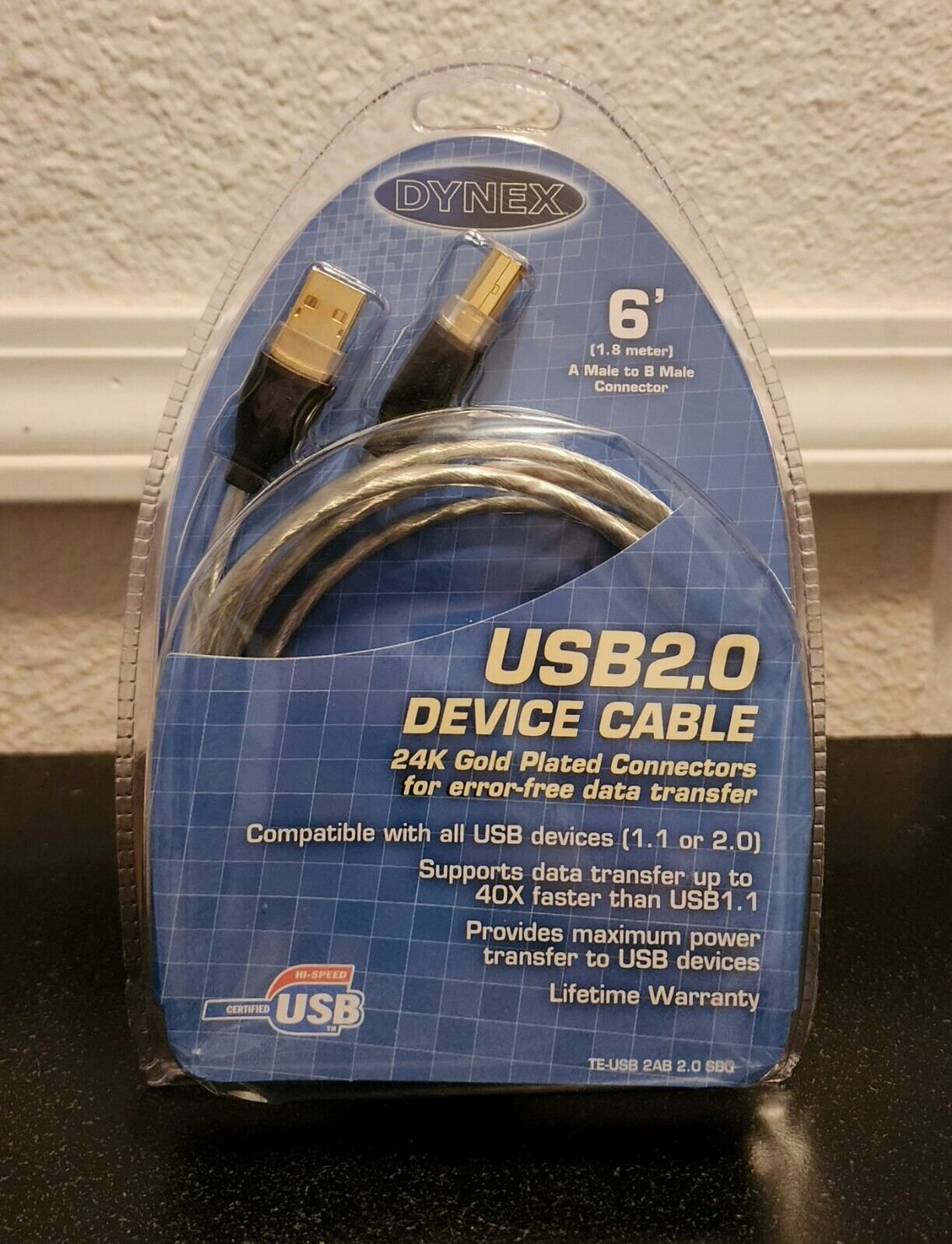 Dynex USB 2.0. A-B DEVICE CABLE 6 FEET 1.8 m NEW SEALED