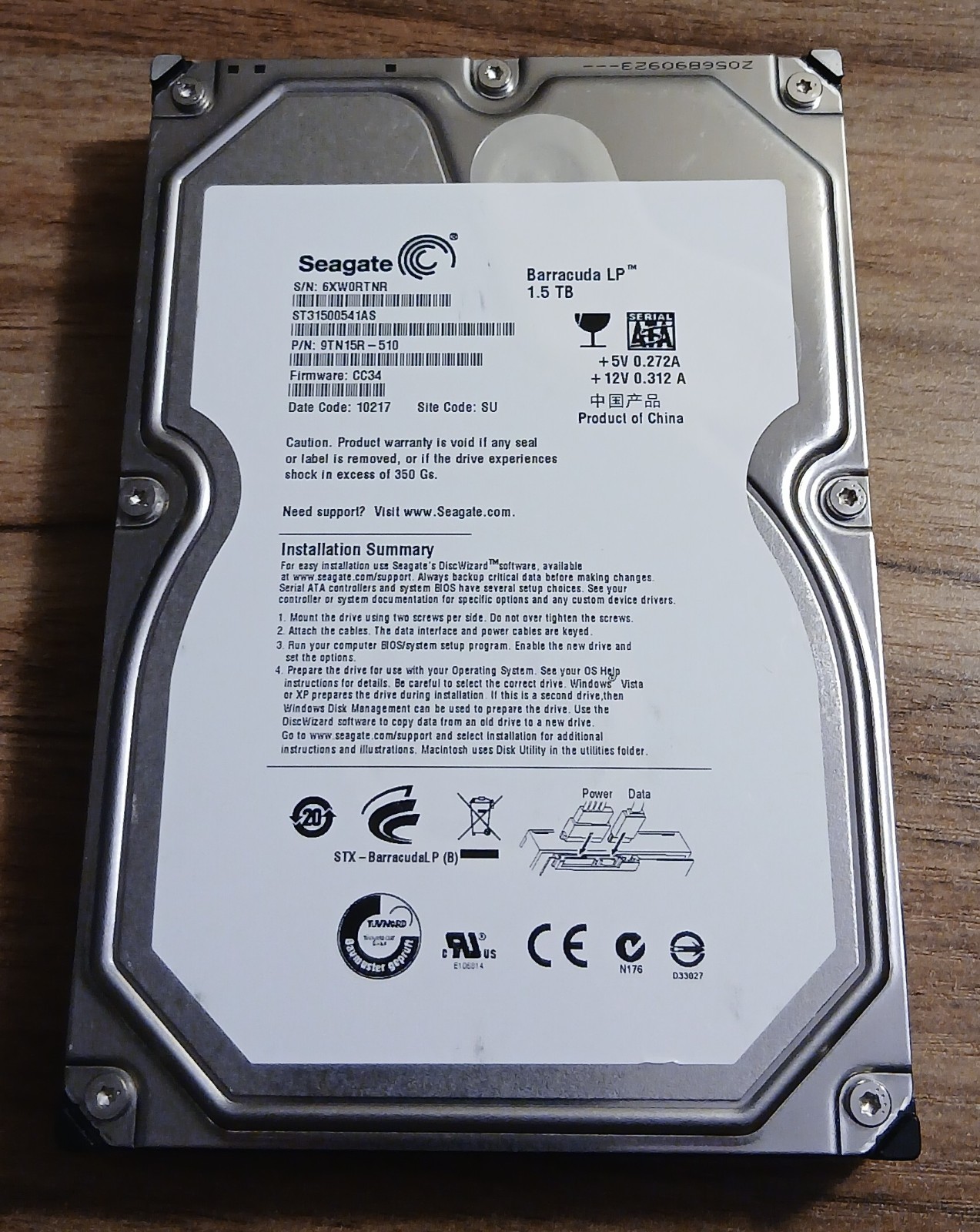 Seagate Barracuda LP 1.5TB 5900RPM 3.5" (ST31500541AS) HDD Wiped/Tested