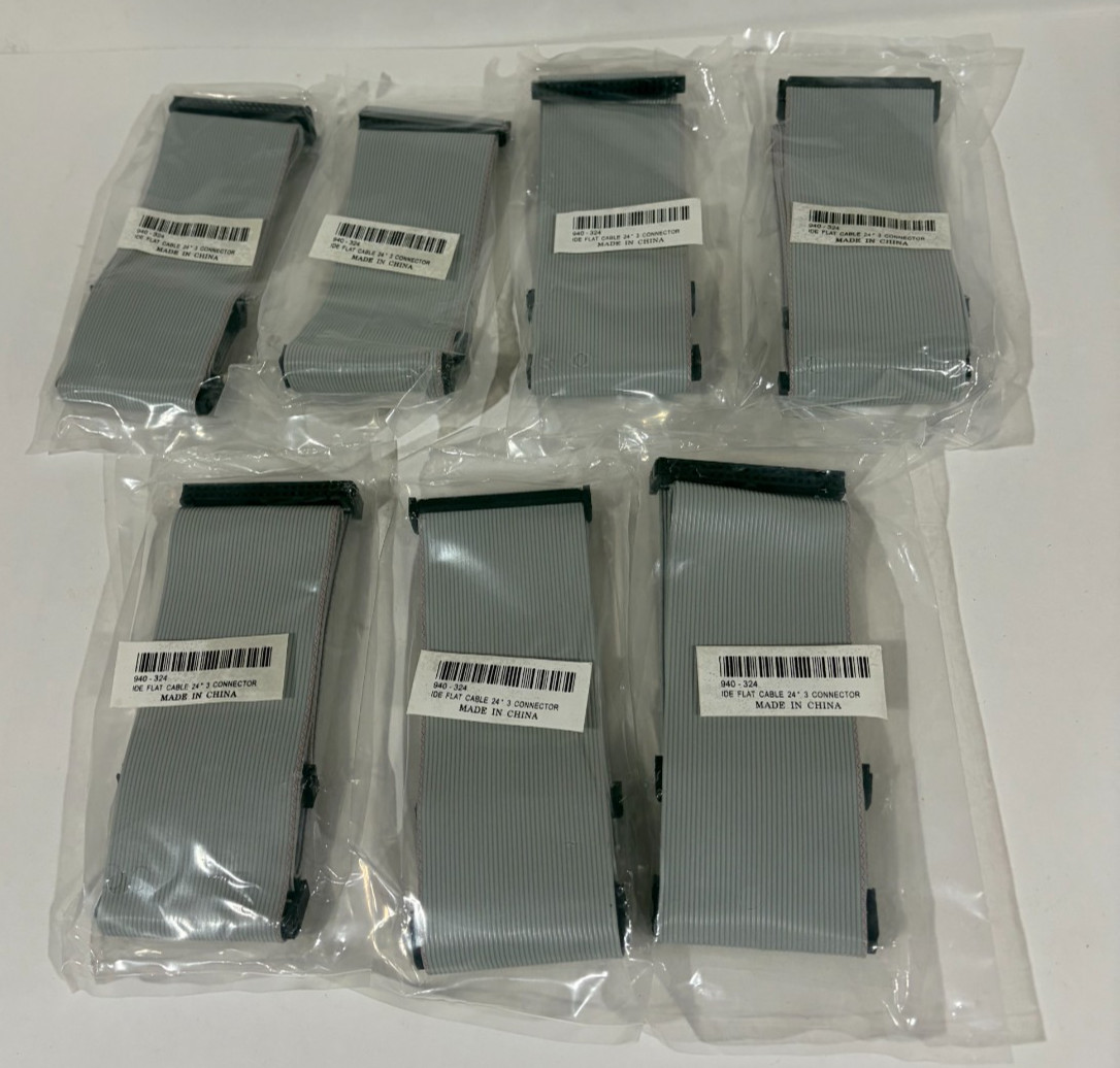24 inch 40-Pin IDE Flat Ribbon Cable 3 Connector Lot of 7 New in Bag