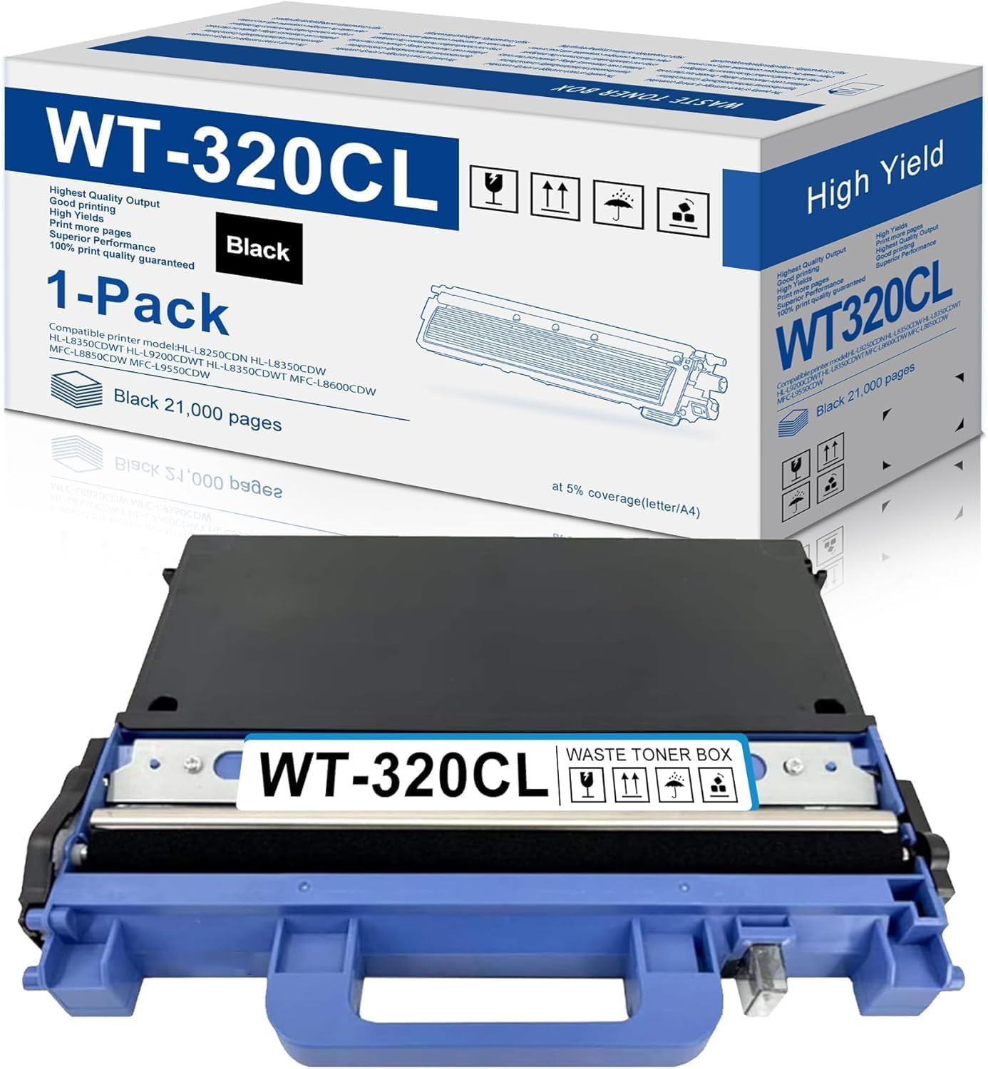 1-Pack Black WT320CL WT-320CL Waste Toner Box MFC-L8900CDW Replacement for Broth