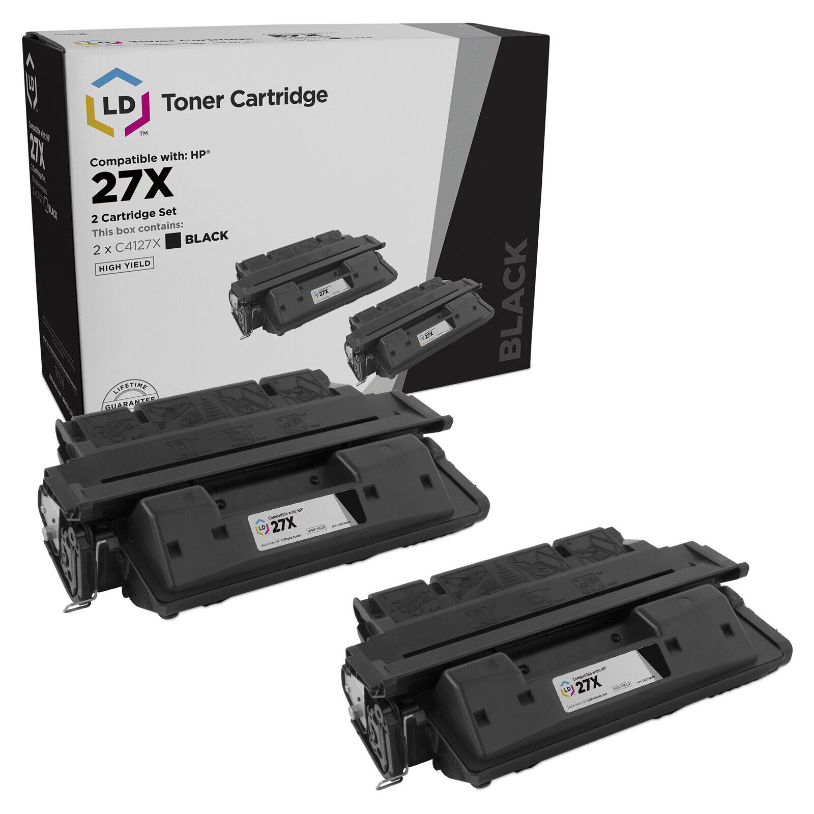 LD Reman Toner Replacement for HP 27X C4127X HY (Blk, 2-Pk)