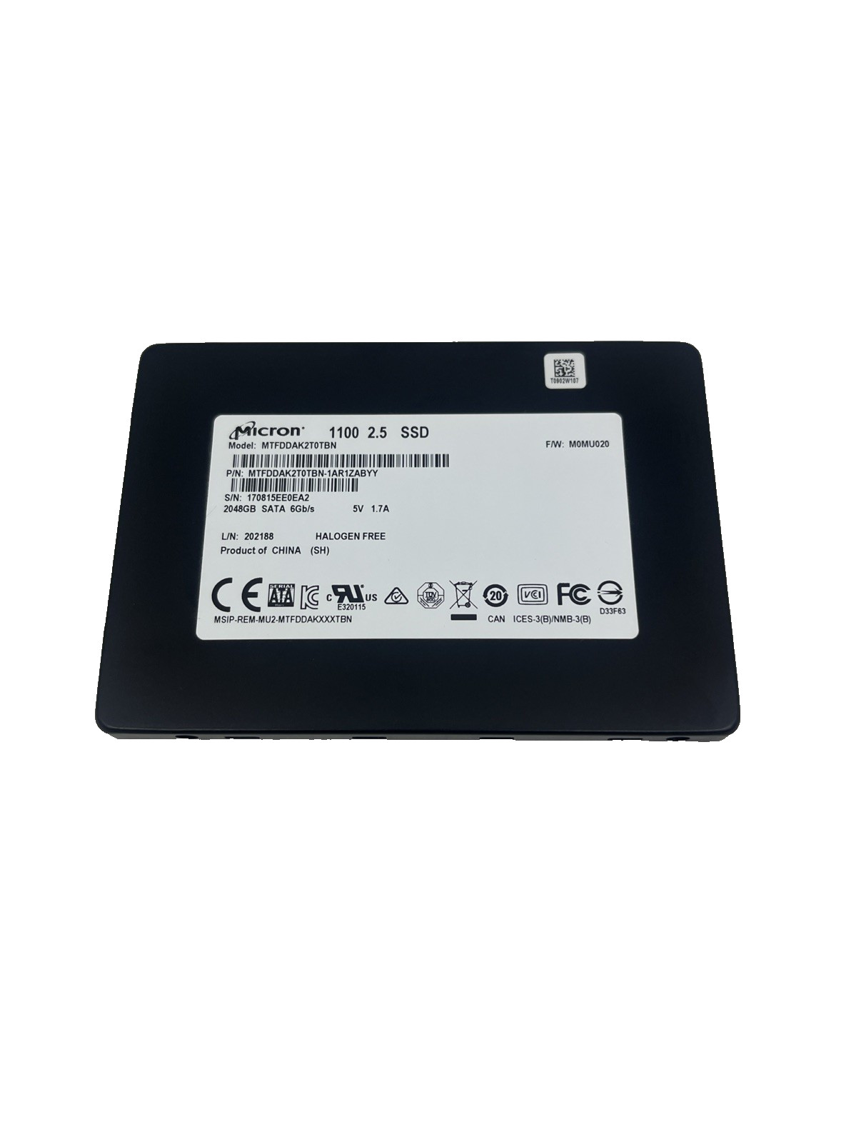 MICRON 1100 2TB SATA 6Gb/s 3D NAND 2.5" SSD MTFDDAK2T0TBN