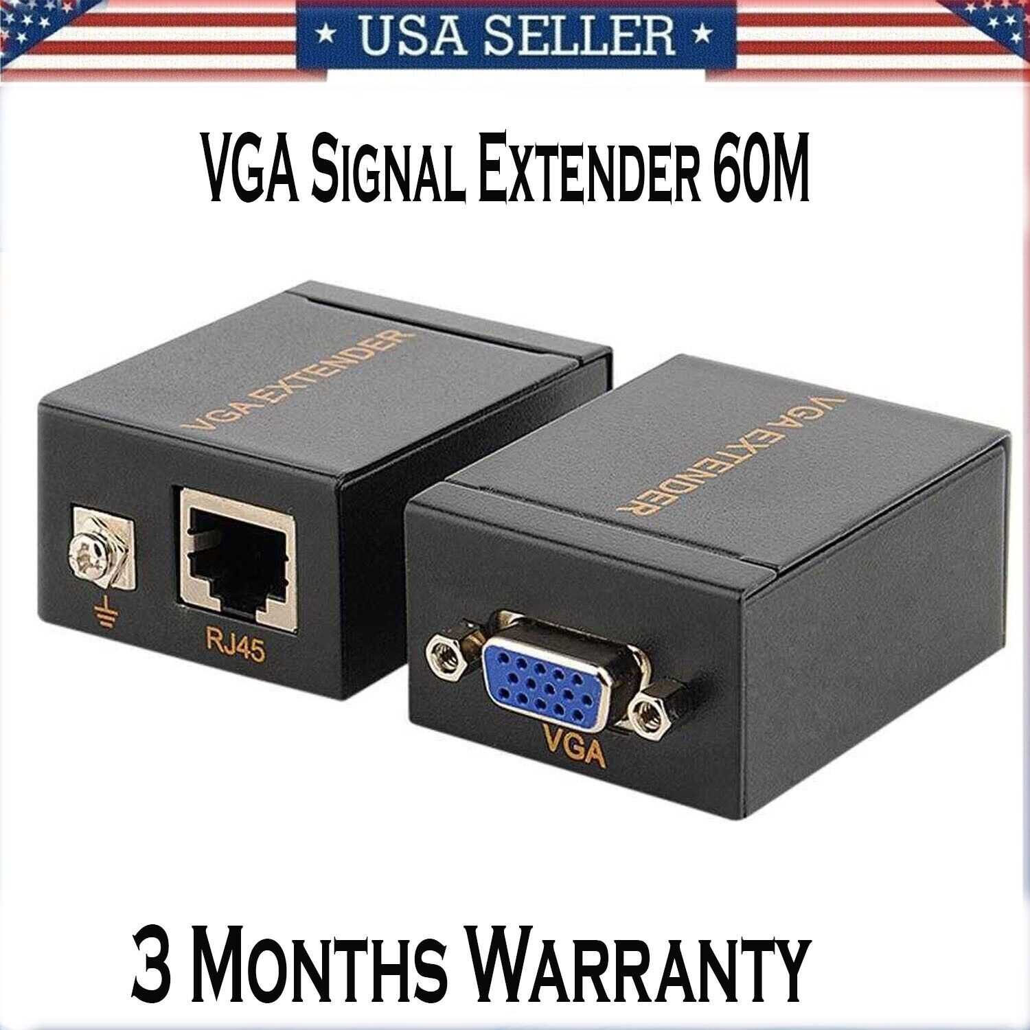 VGA Extender Over Ethernet Cable RJ45 To VGA Signal Extender 60M Transmitter USA
