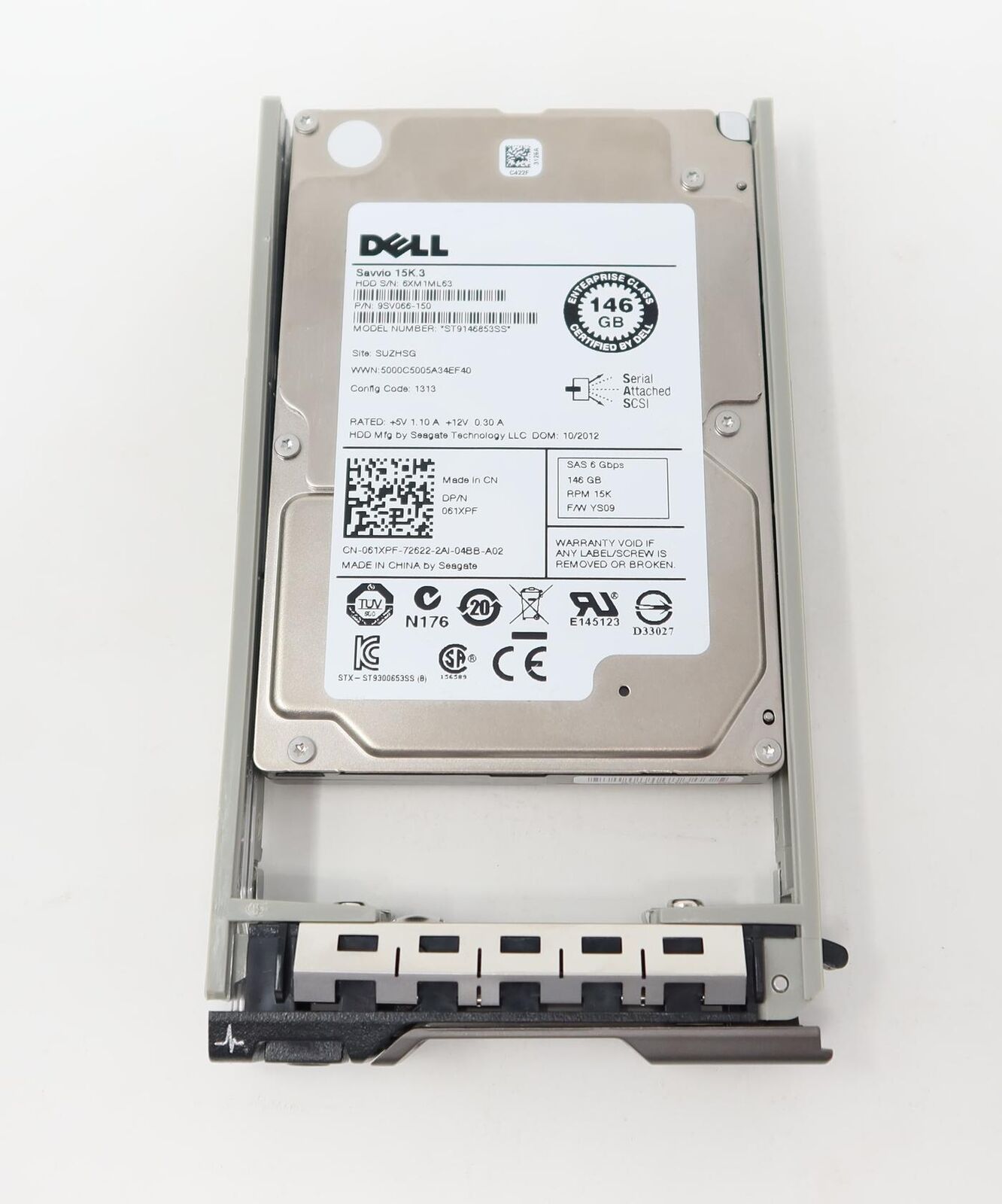 61XPF Dell 146GB 15000RPM 6Gb/s 64MB 2.5 SAS Hard Drive ST9146853SS