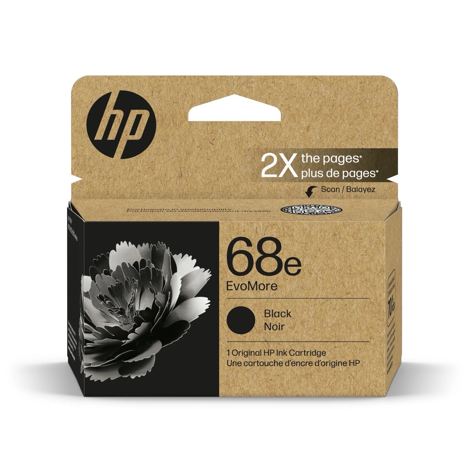 HP 68e EvoMore Black Original Ink Cartridge, ~320 pages, 7FP22TN Exp 5/26