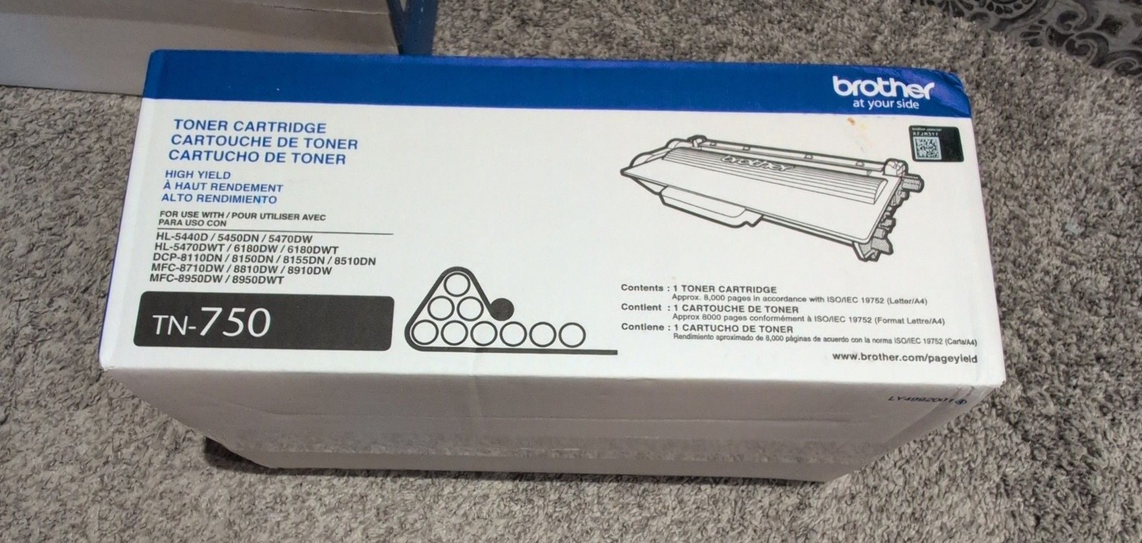 Brother TN-750 High Yield Black Toner Cartridge