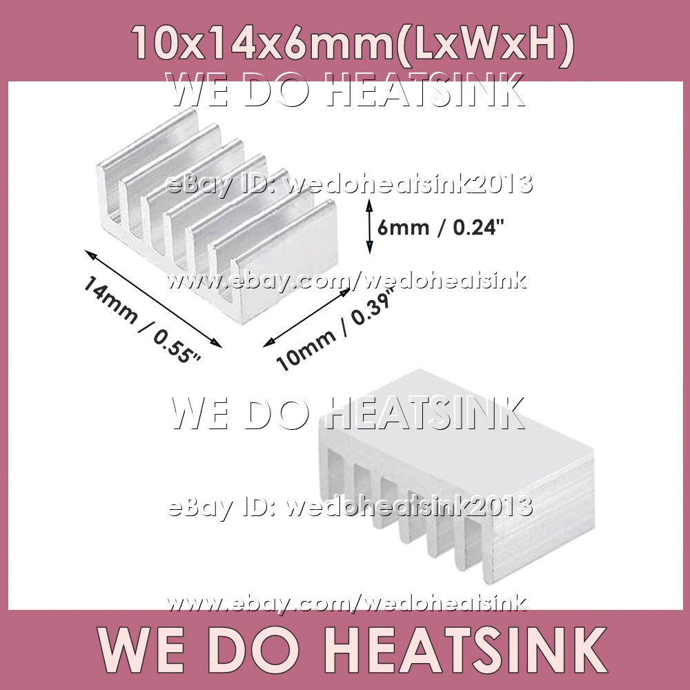 10x14x6mm With or Without Tape Aluminum Heatsink Cooler Radiator for Electronic